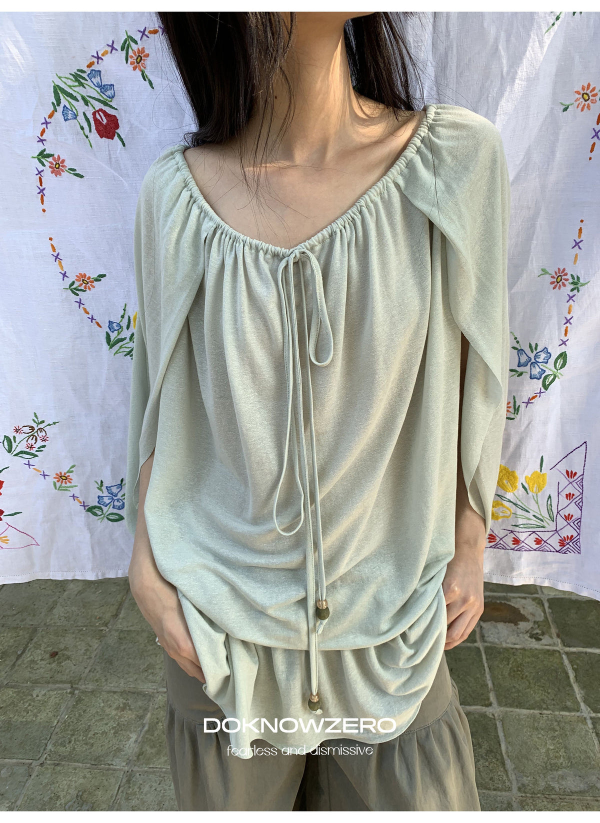 Linen Blend Draped Top