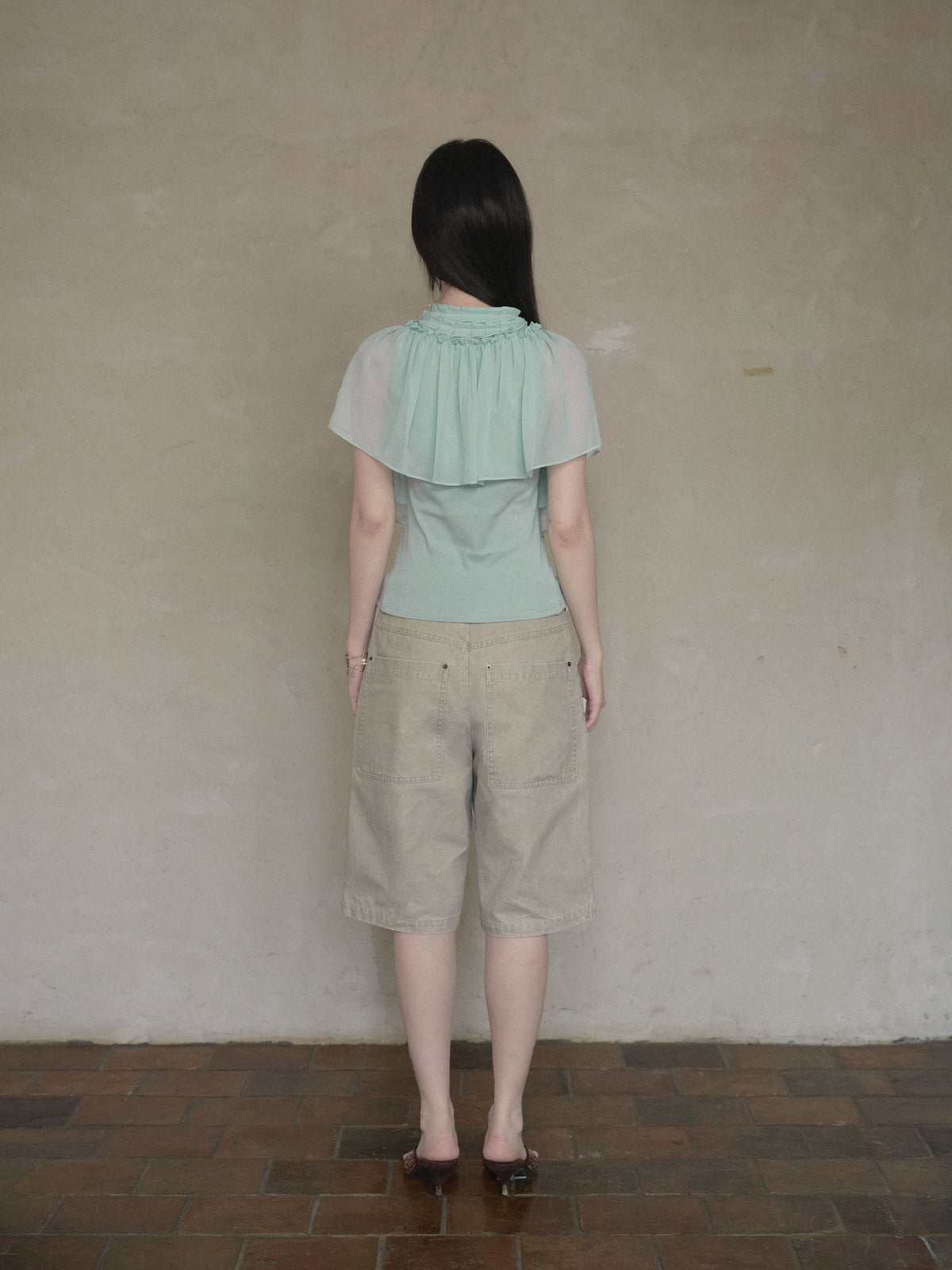 Mint Ruffle Layered Top