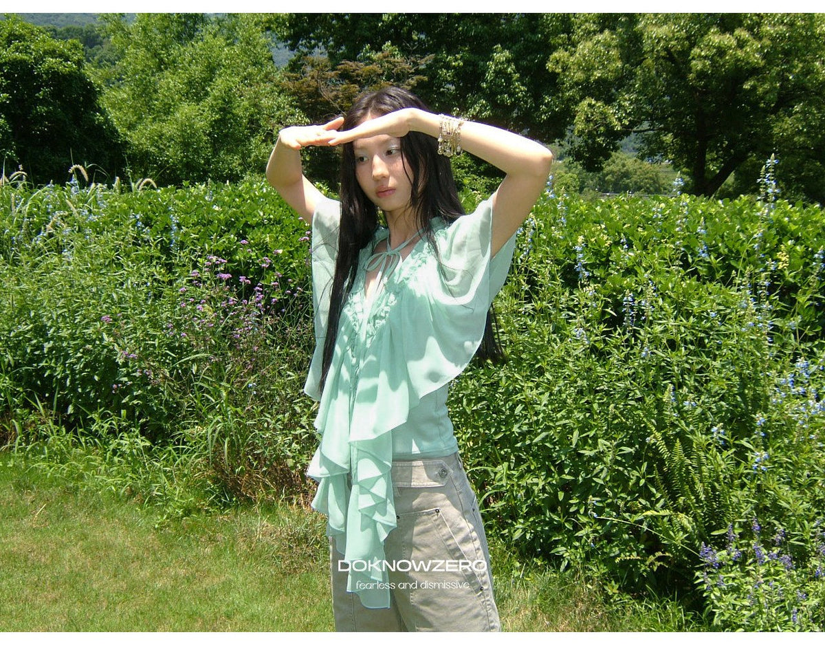 Mint Ruffle Layered Top