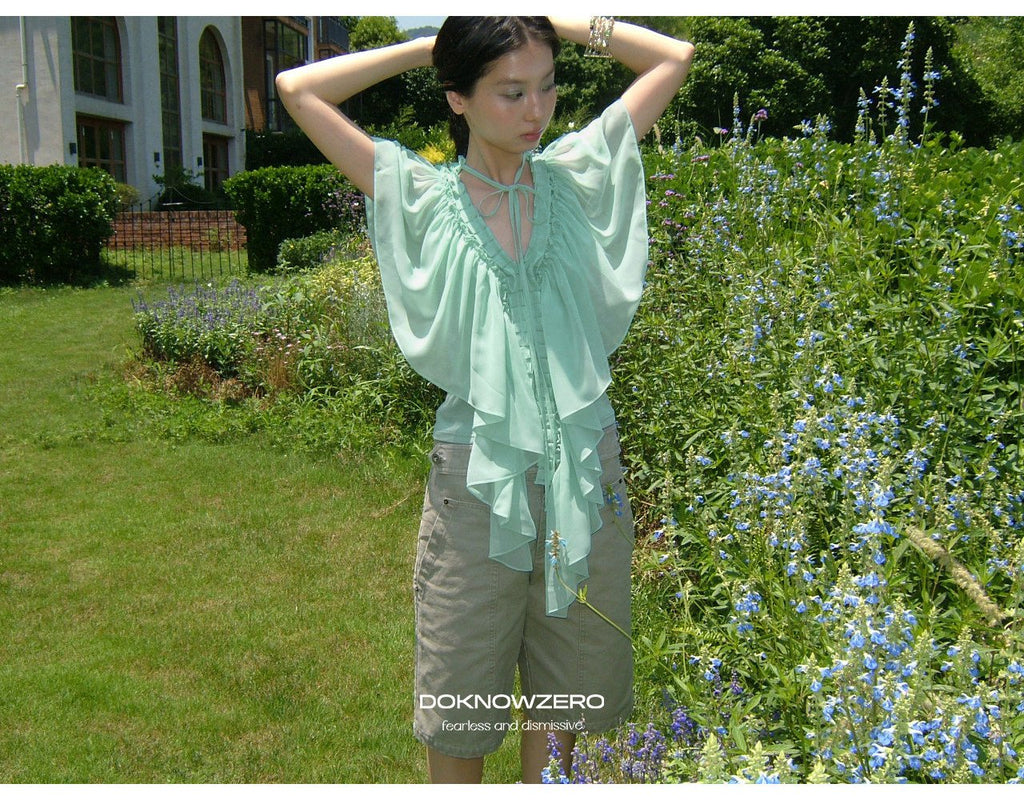 Mint Ruffle Layered Top