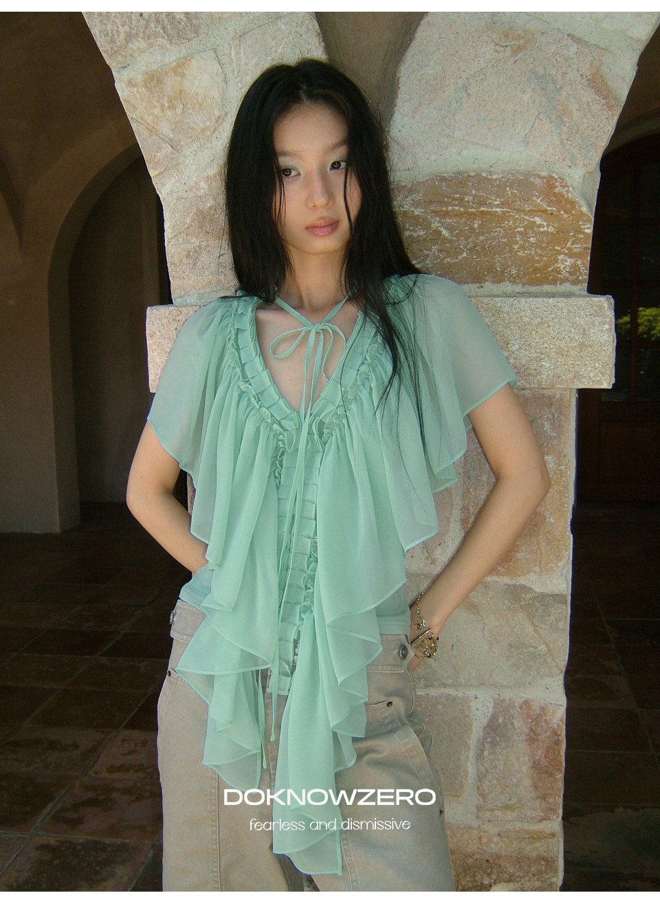 Mint Ruffle Layered Top
