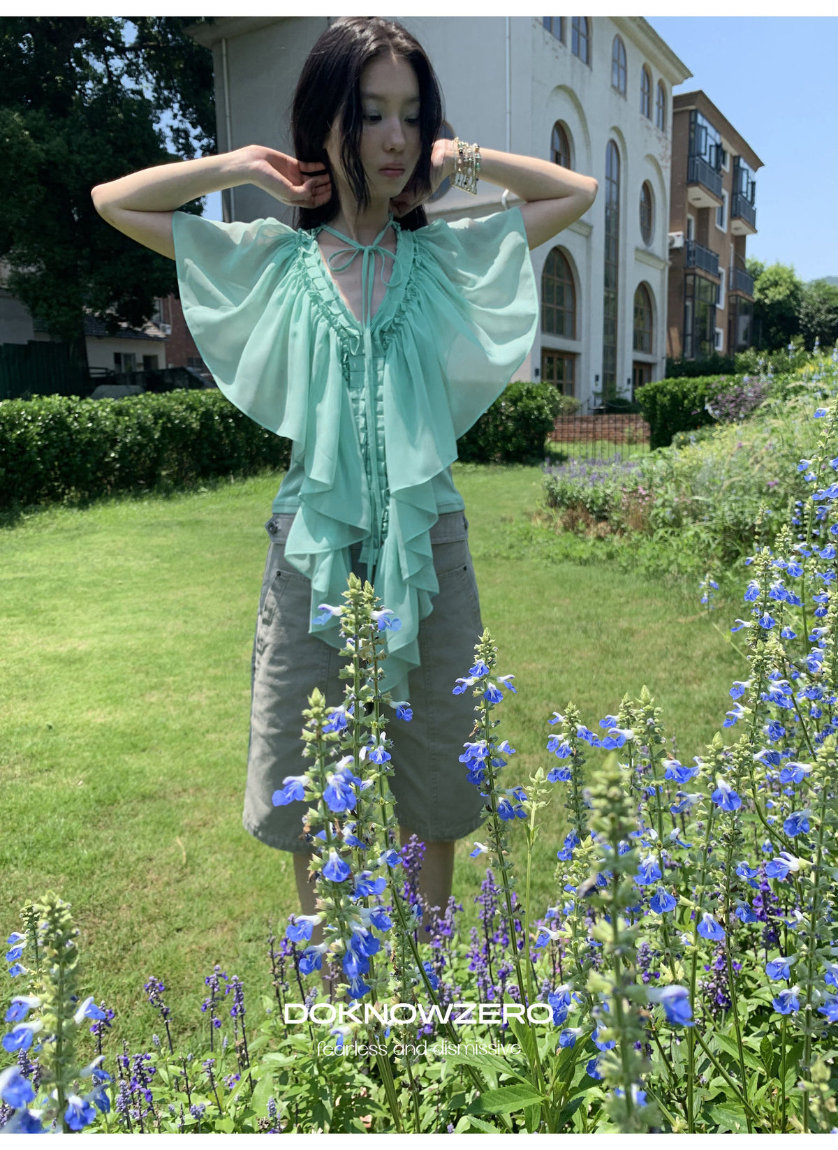 Mint Ruffle Layered Top