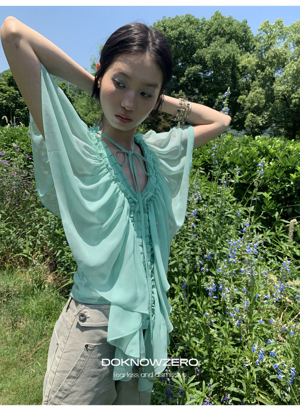 Mint Ruffle Layered Top