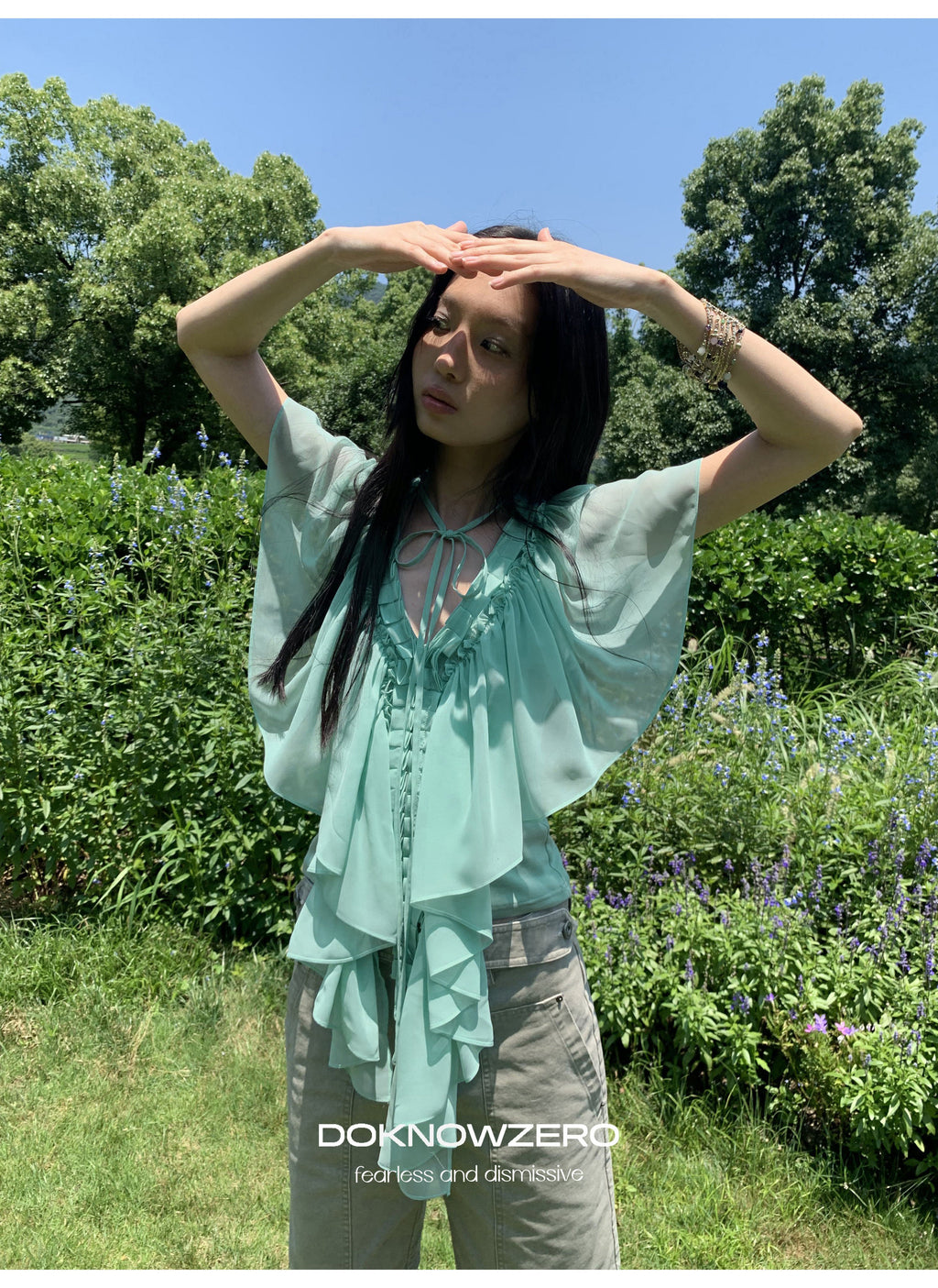 Mint Ruffle Layered Top