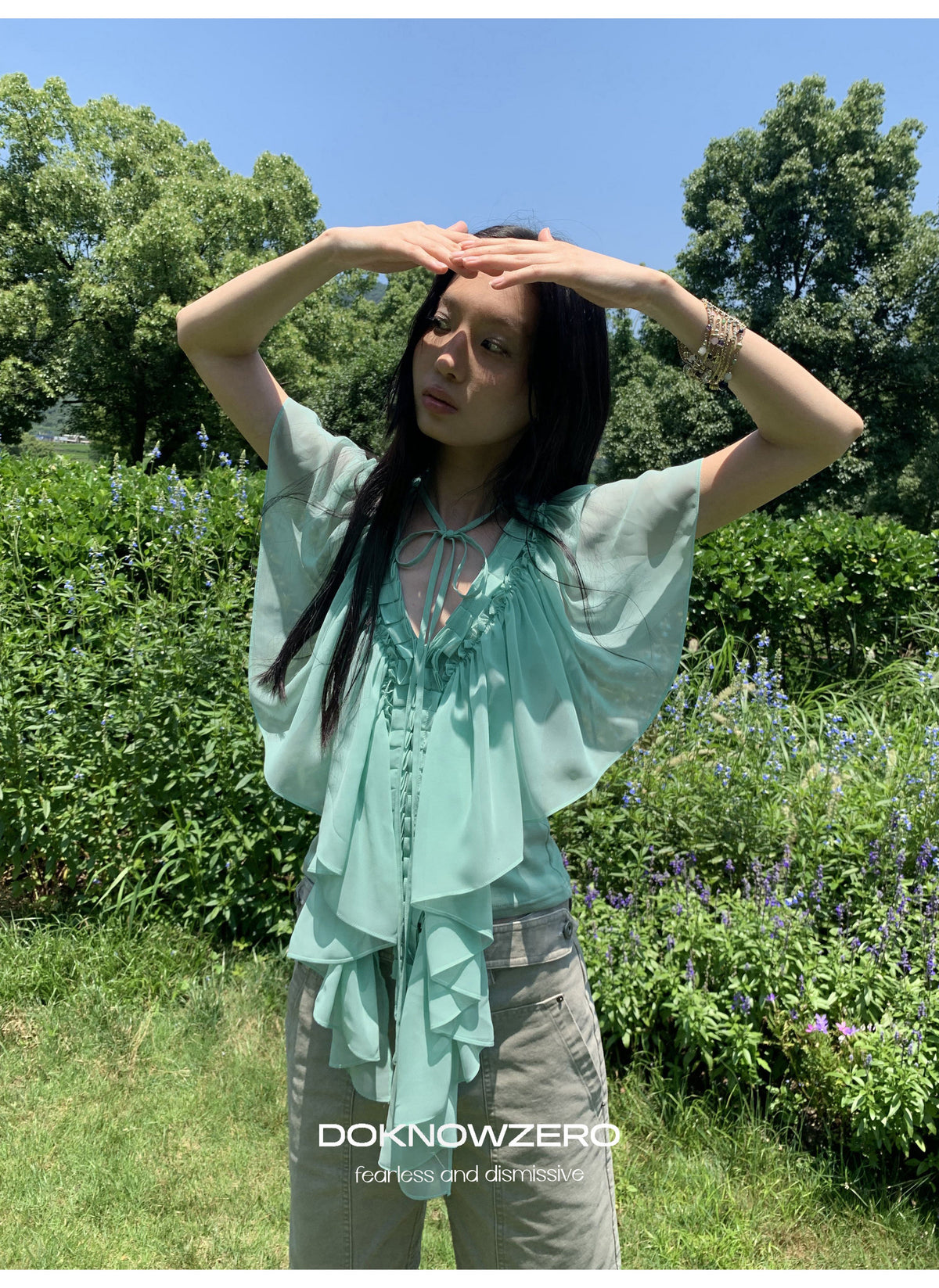 Mint Ruffle Layered Top