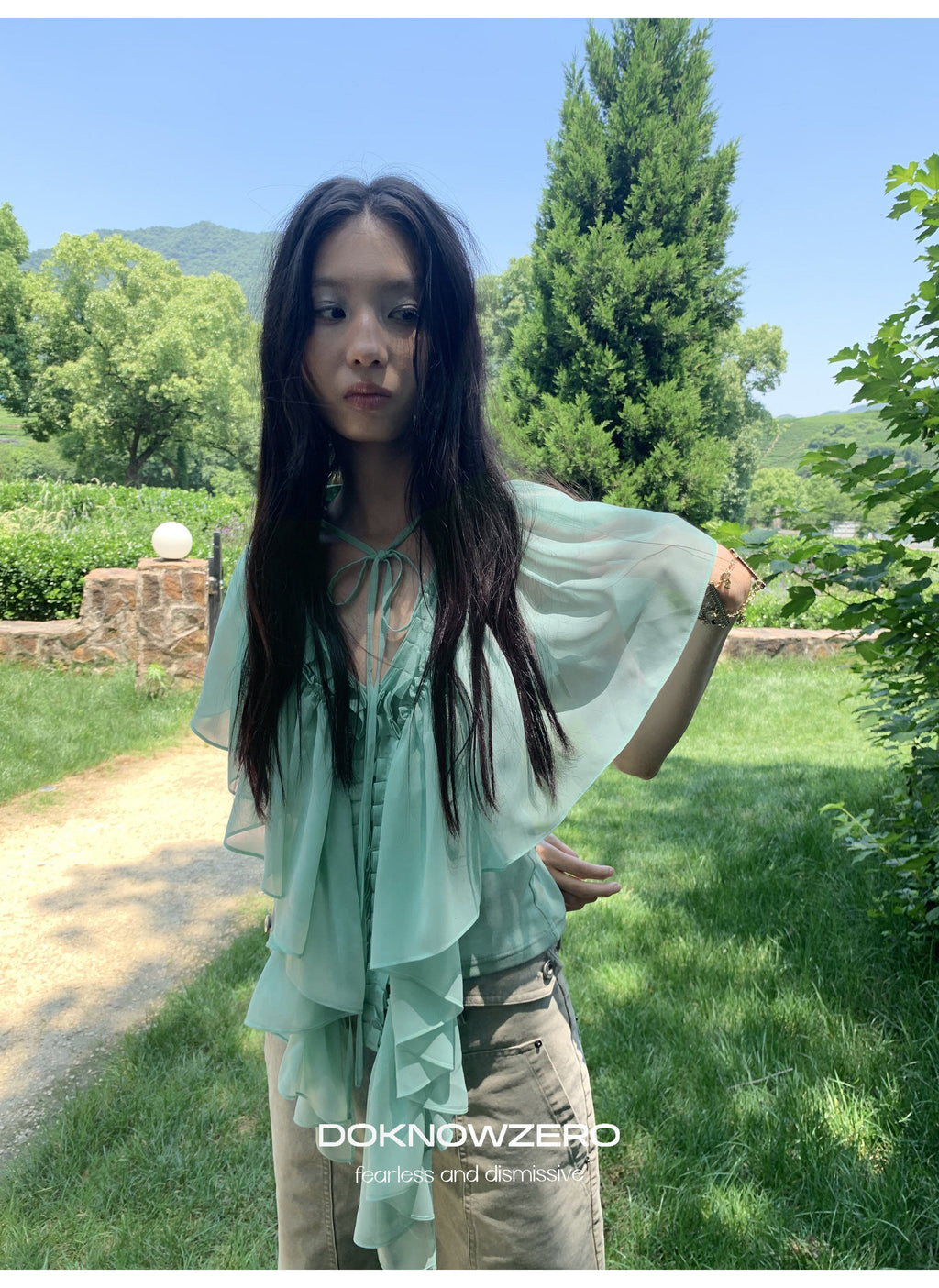 Mint Ruffle Layered Top