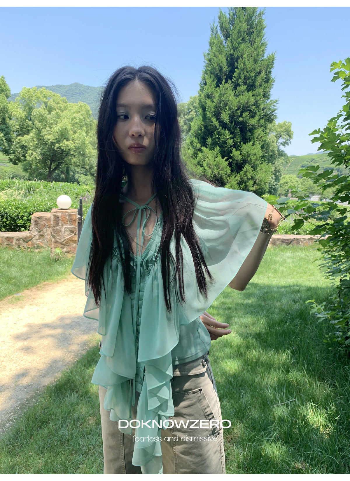 Mint Ruffle Layered Top