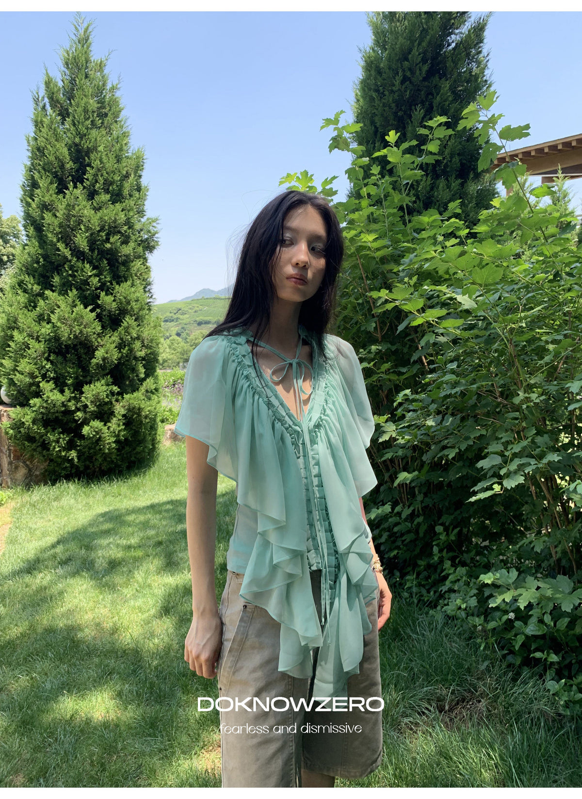 Mint Ruffle Layered Top