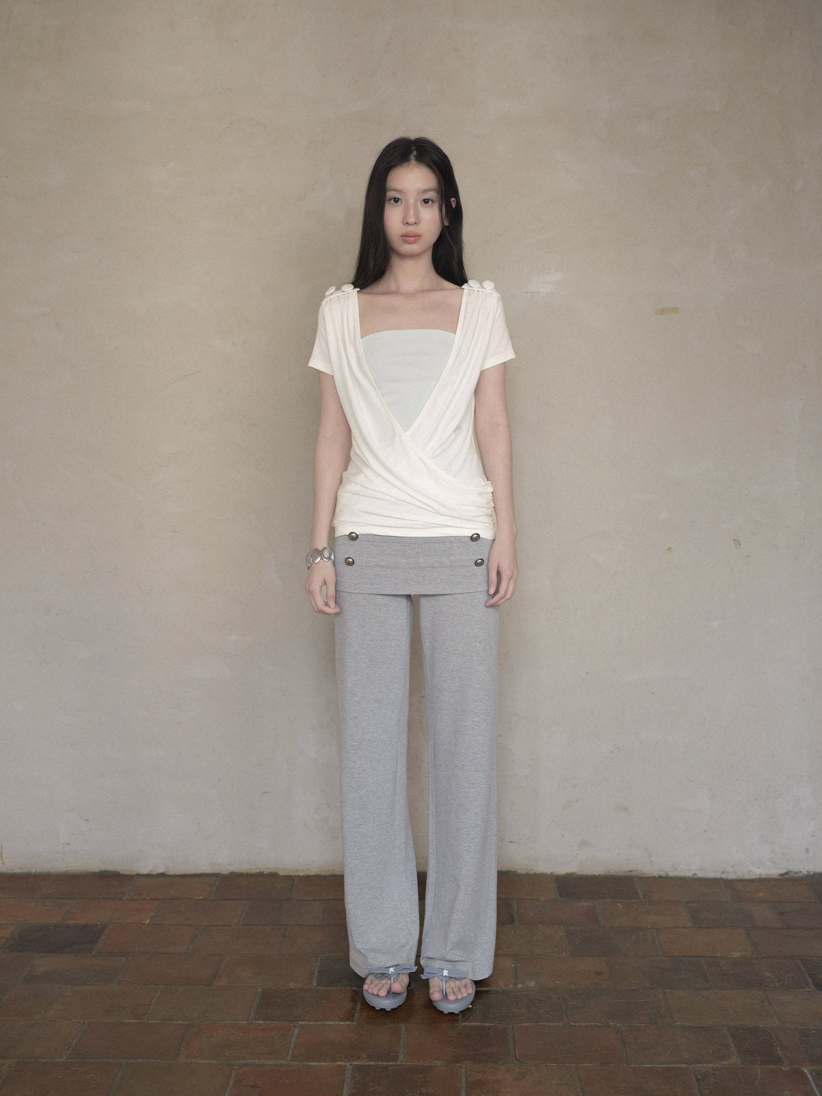 Cross Draped Layer Top Set