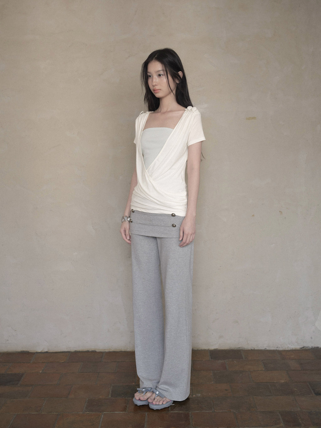 Cross Draped Layer Top Set