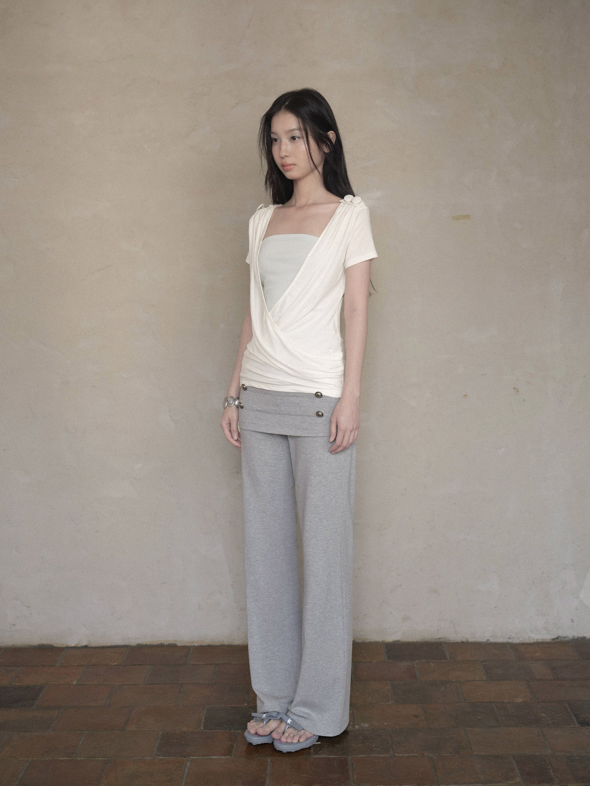 Cross Draped Layer Top Set
