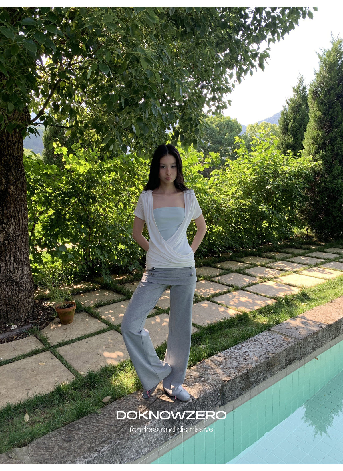 Cross Draped Layer Top Set