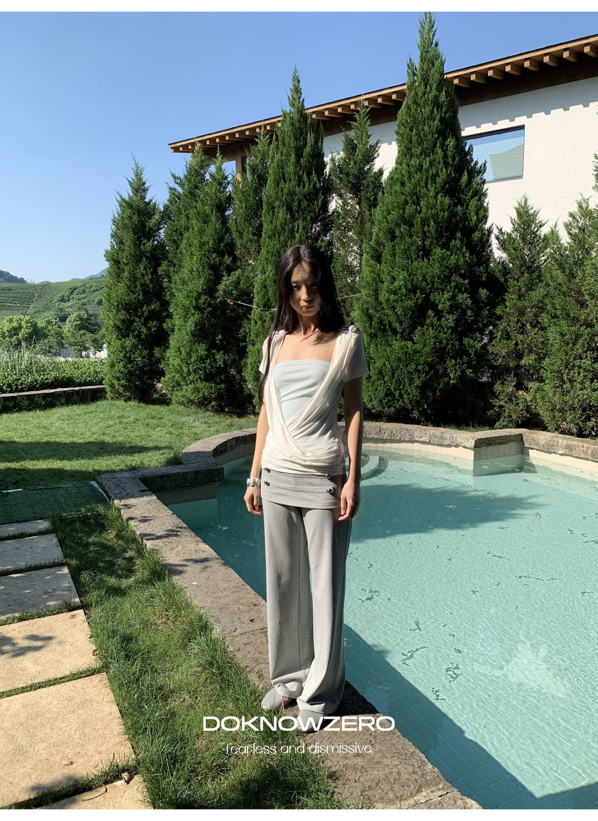 Cross Draped Layer Top Set