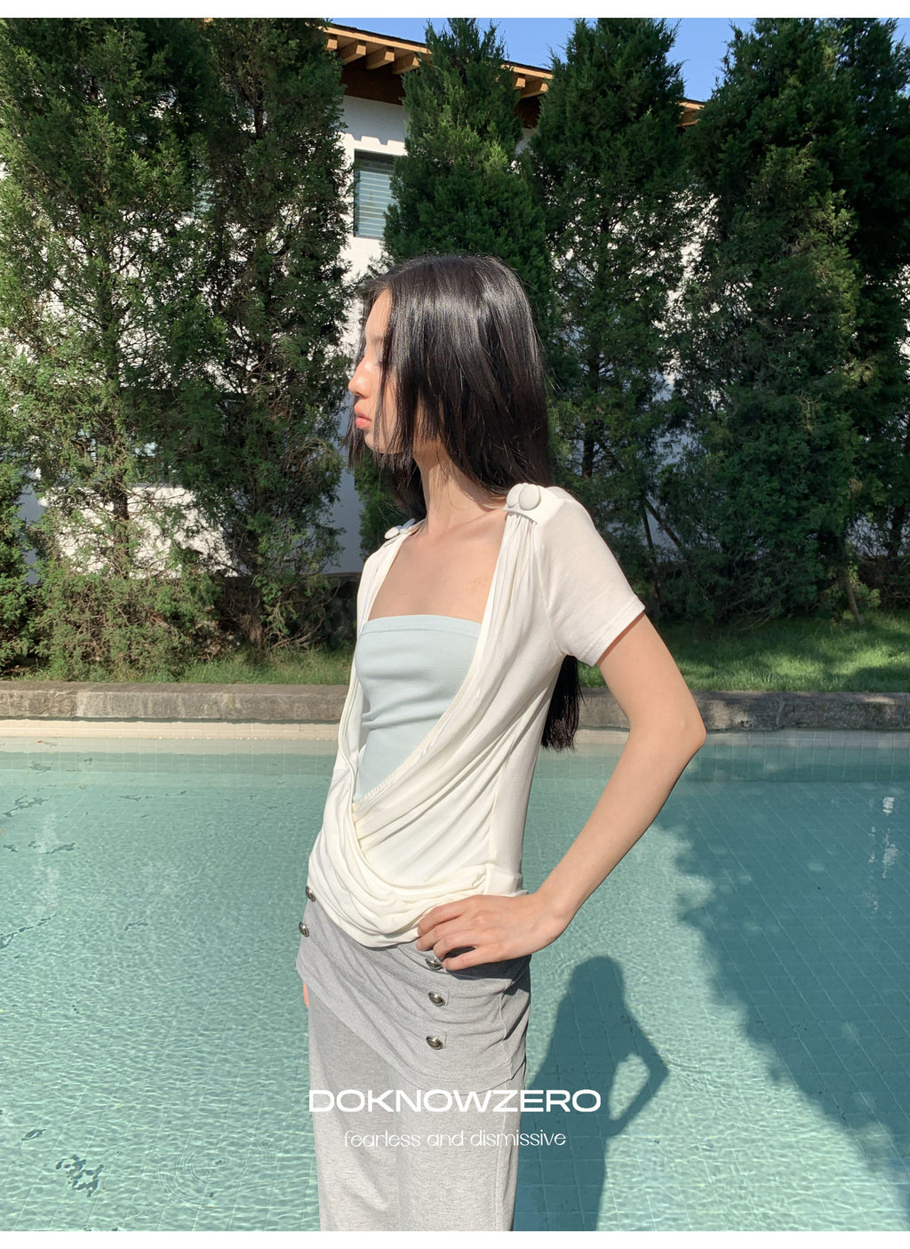 Cross Draped Layer Top Set