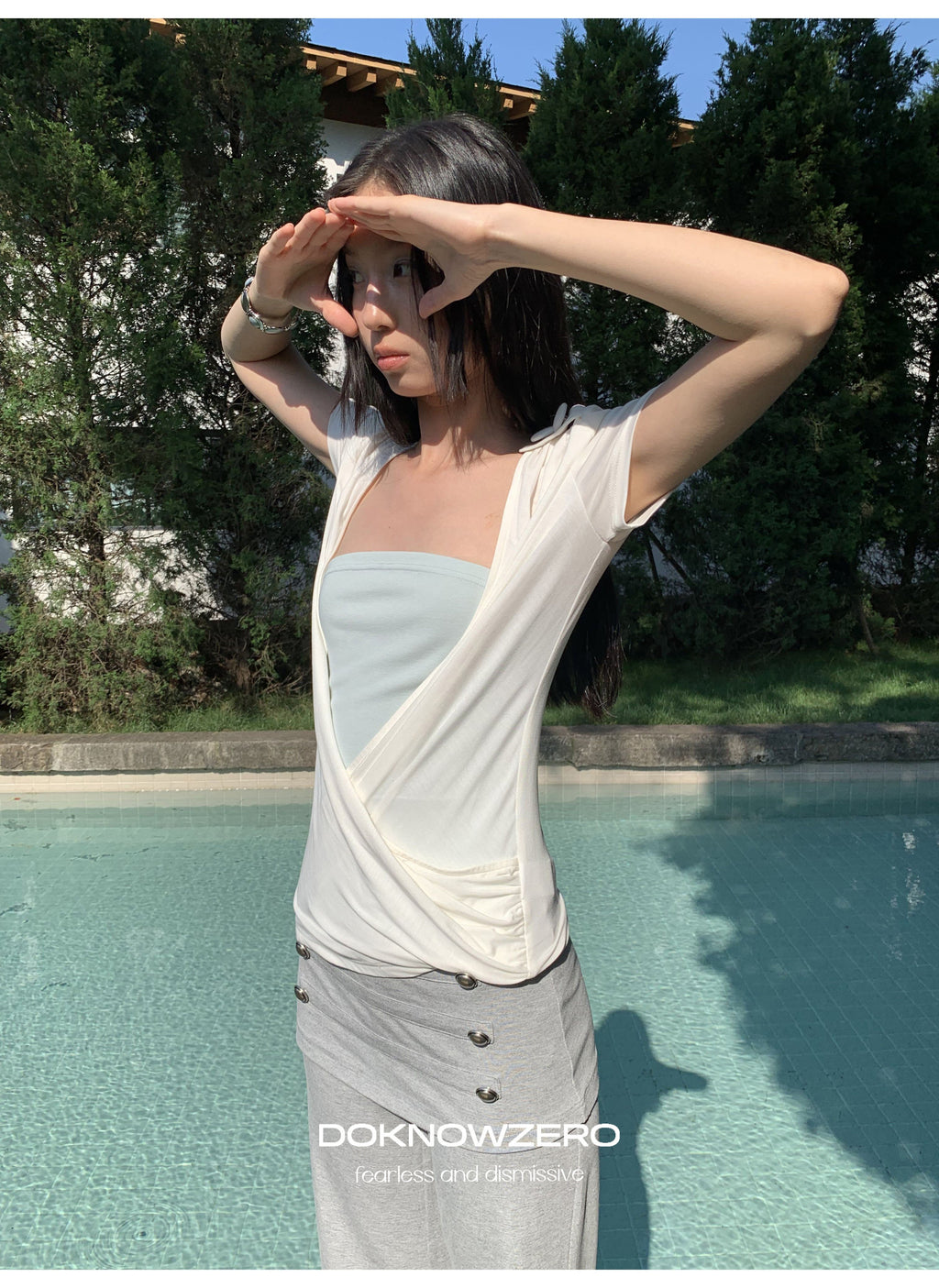 Cross Draped Layer Top Set