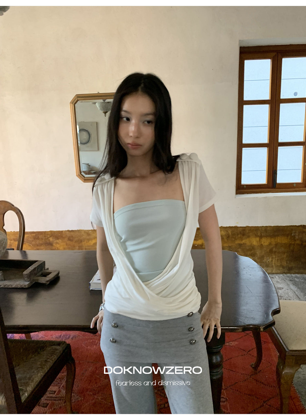 Cross Draped Layer Top Set