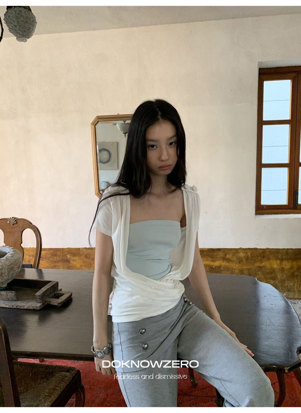 Cross Draped Layer Top Set