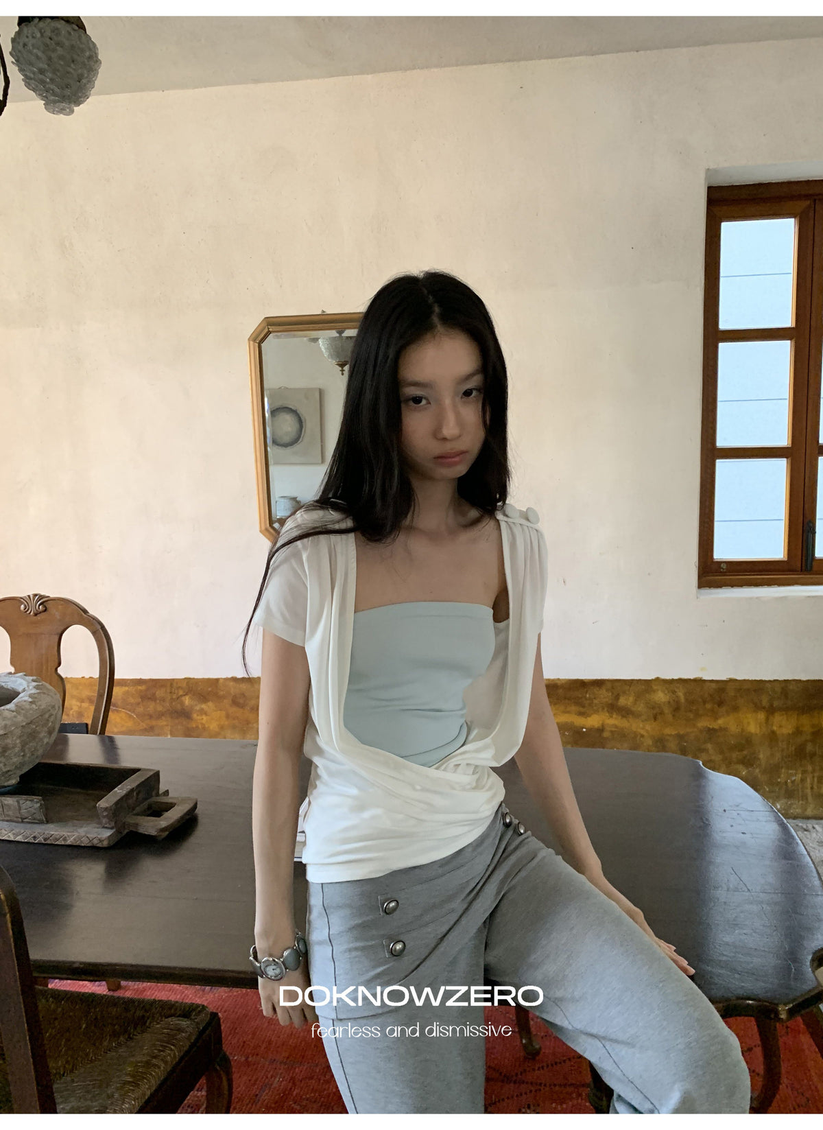 Cross Draped Layer Top Set