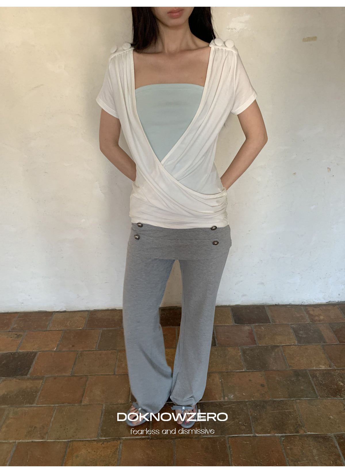 Cross Draped Layer Top Set