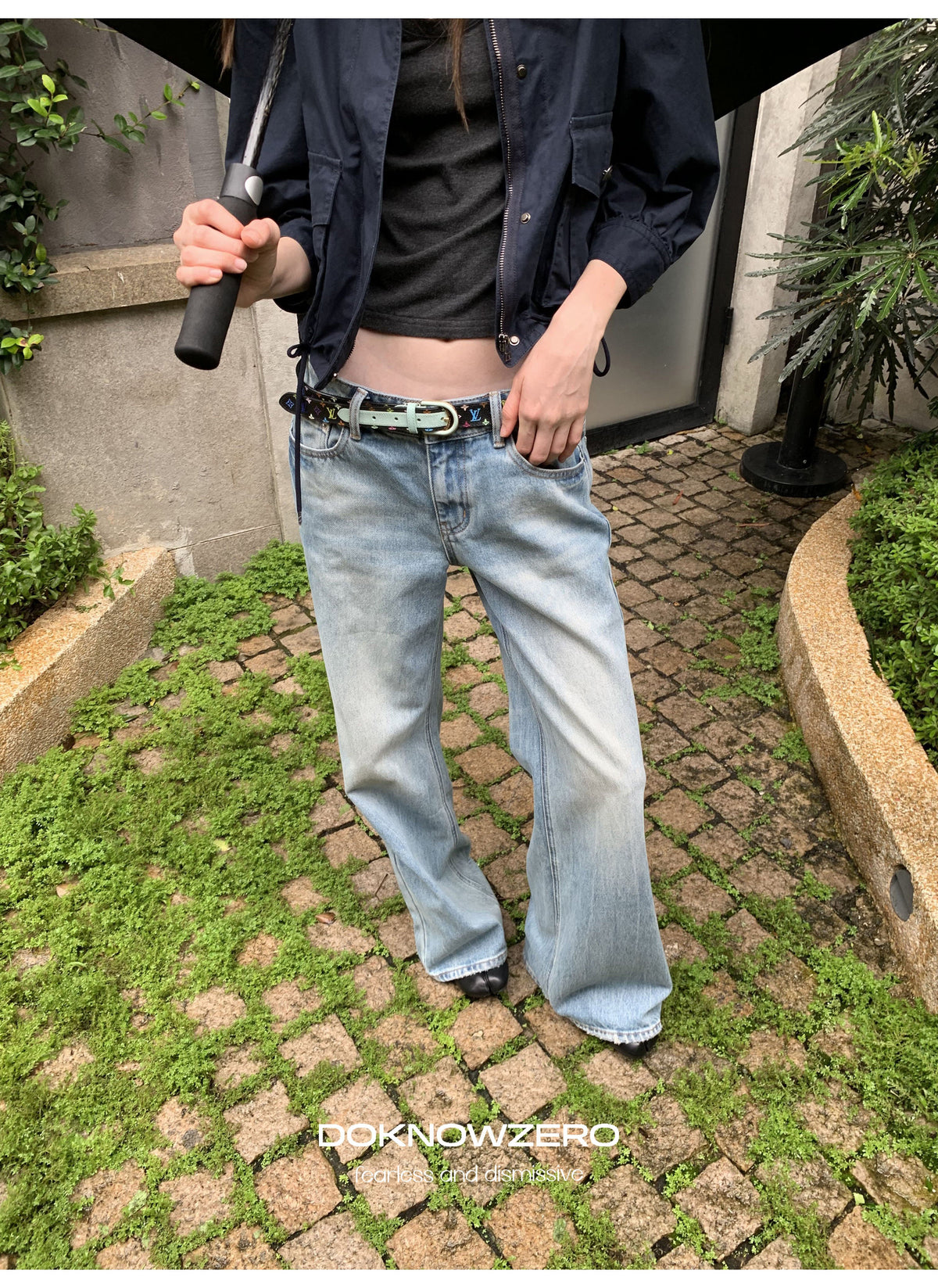 Blue Wash Flare Denim Pants