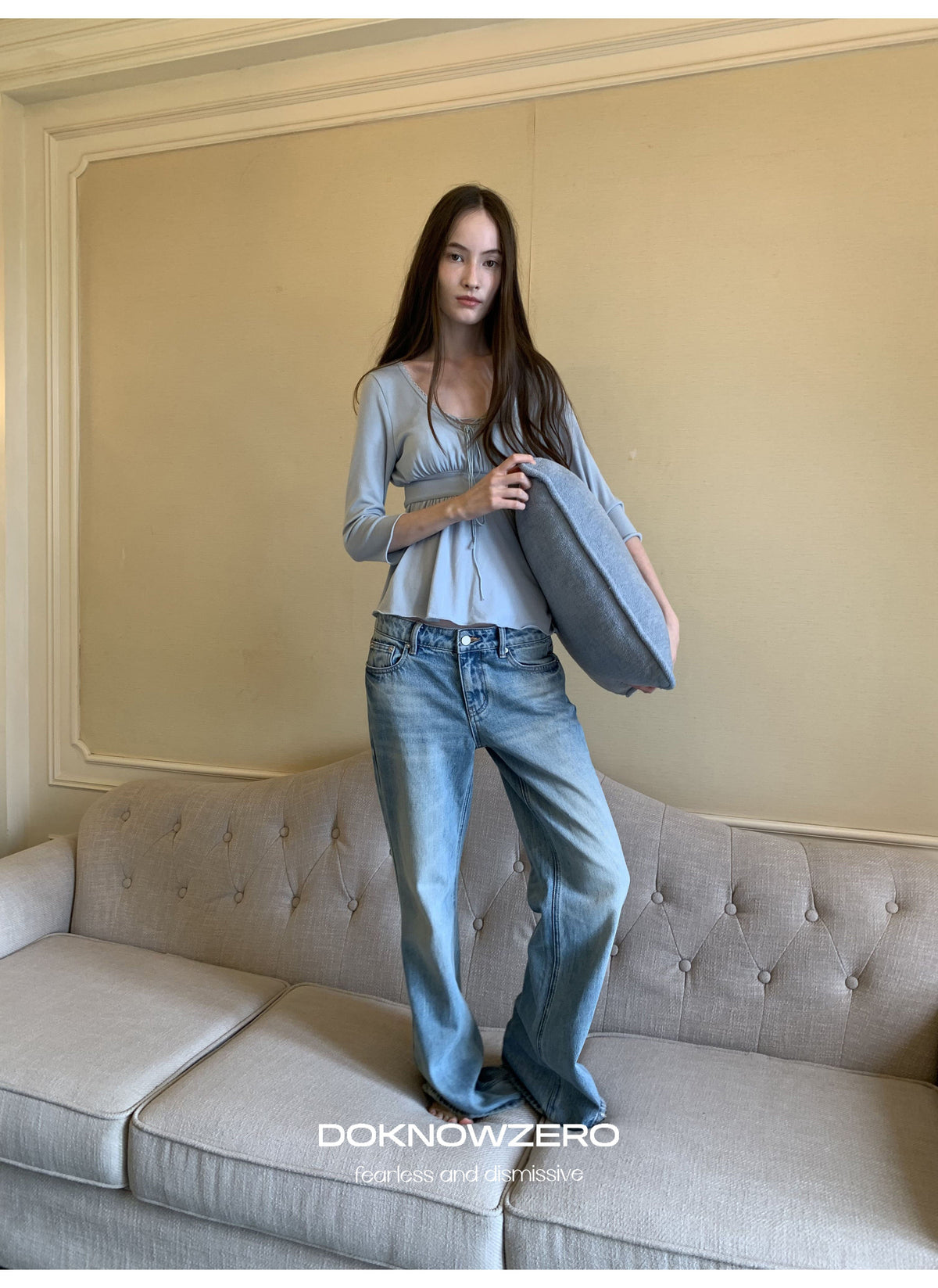 Blue Wash Flare Denim Pants
