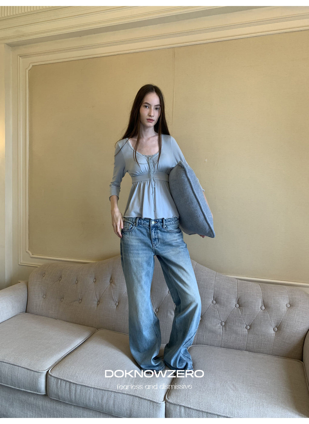 Blue Wash Flare Denim Pants