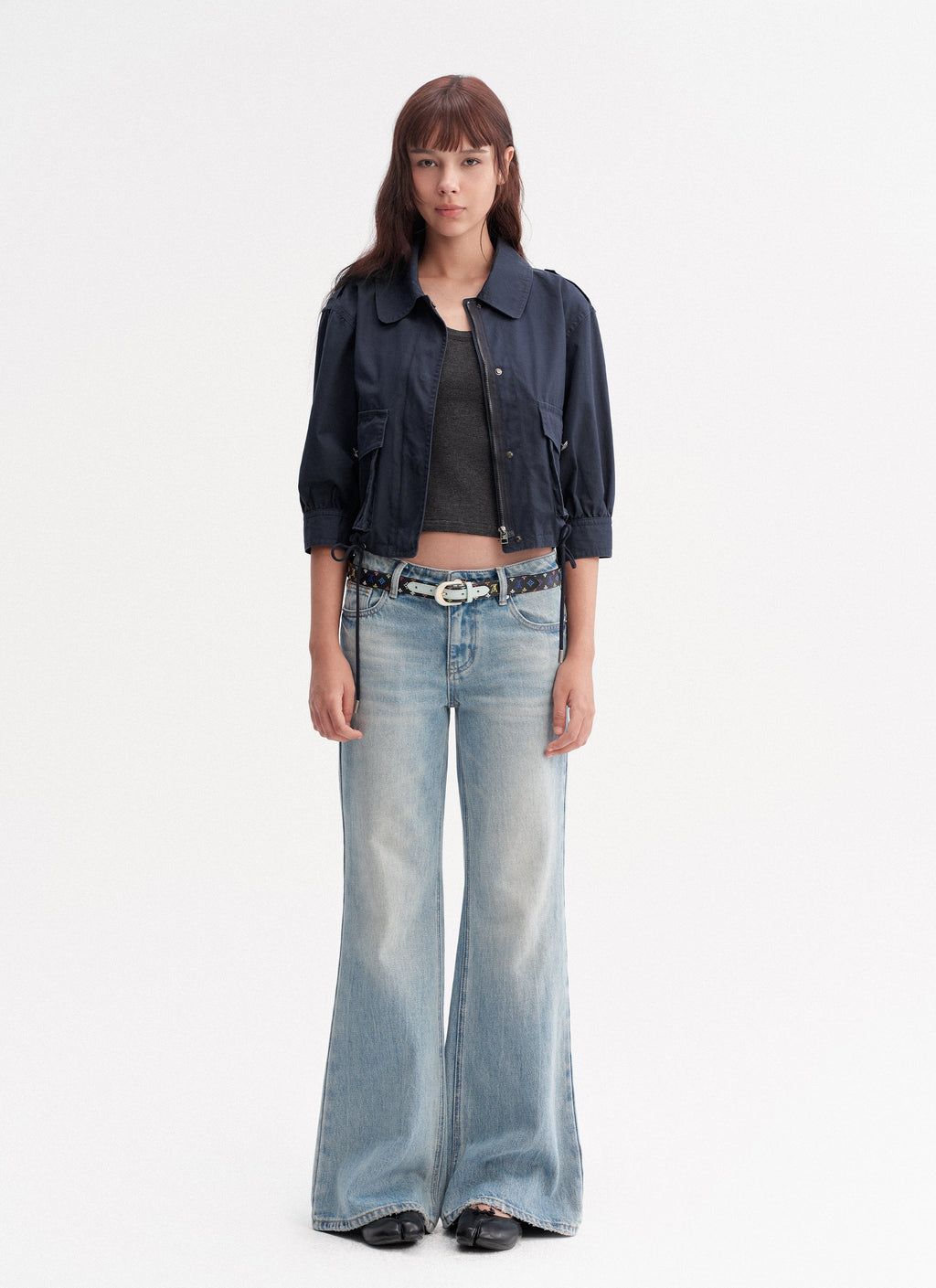 Blue Wash Flare Denim Pants