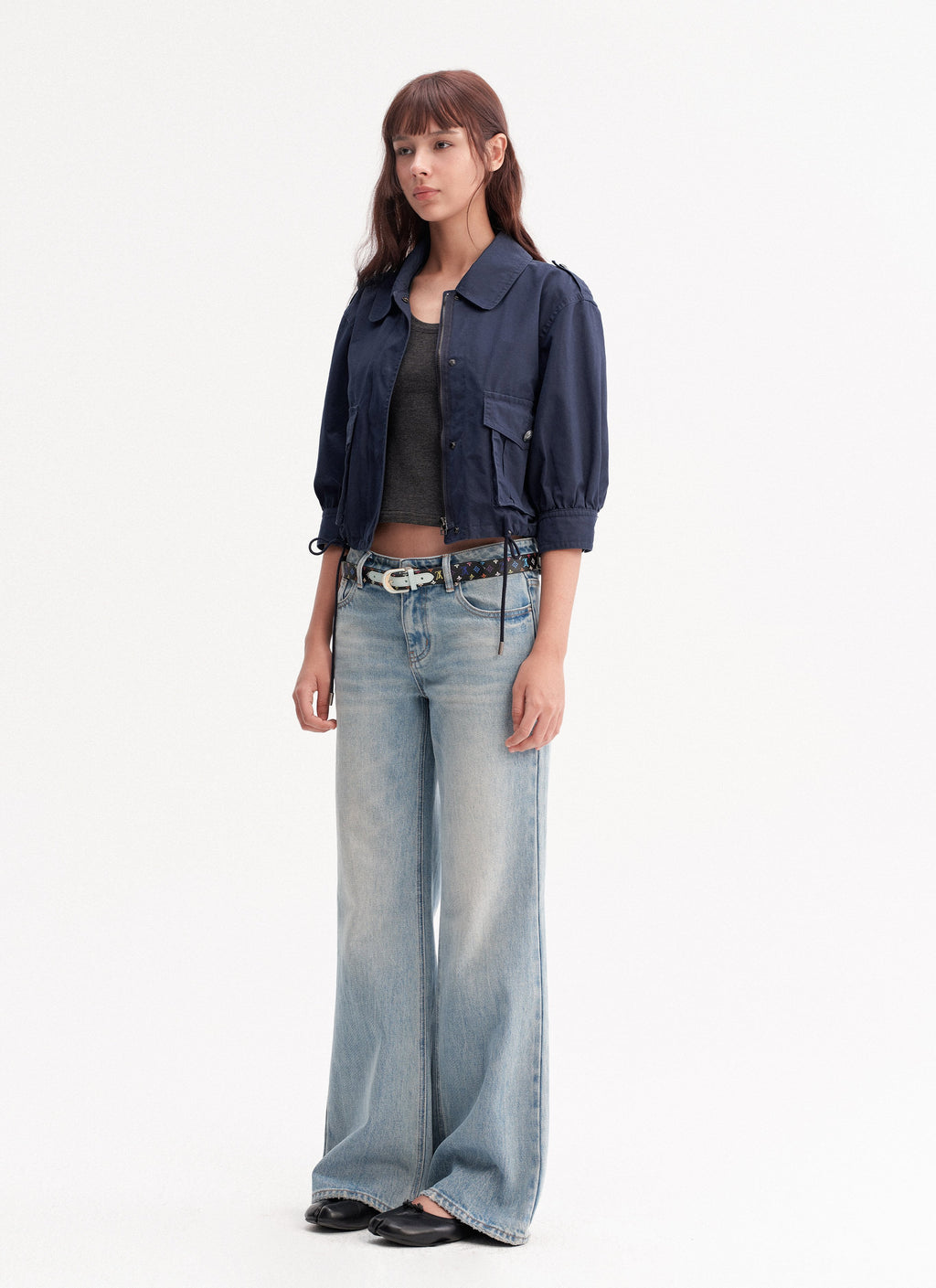 Blue Wash Flare Denim Pants