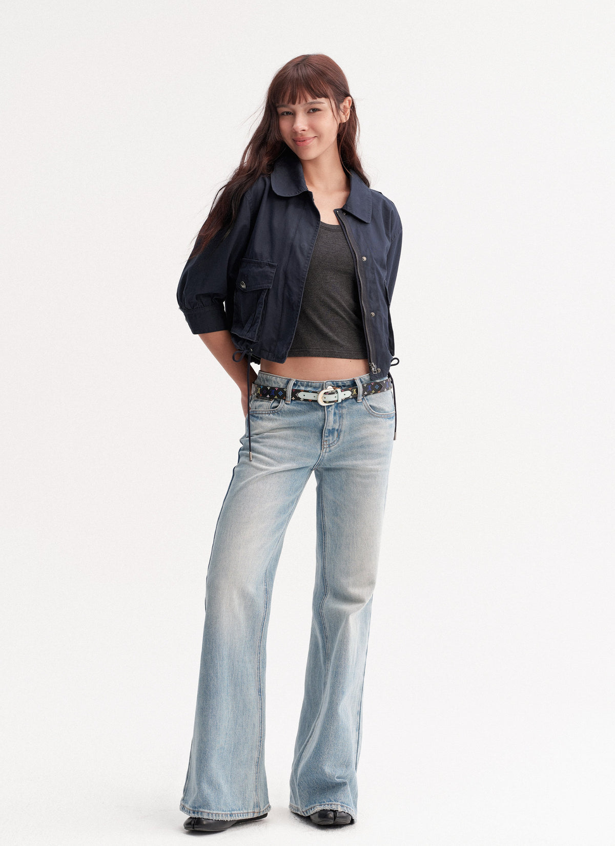 Blue Wash Flare Denim Pants