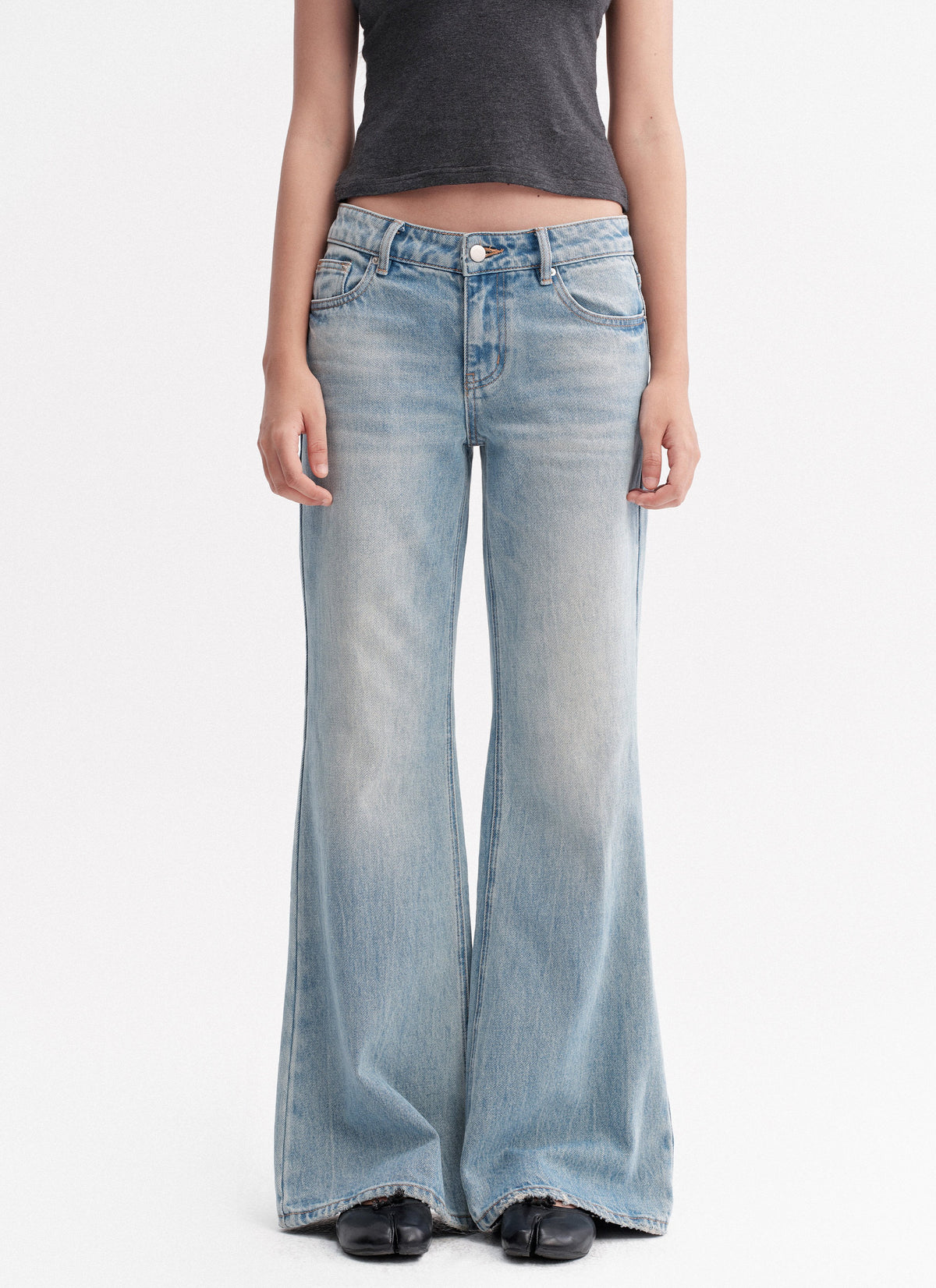 Blue Wash Flare Denim Pants