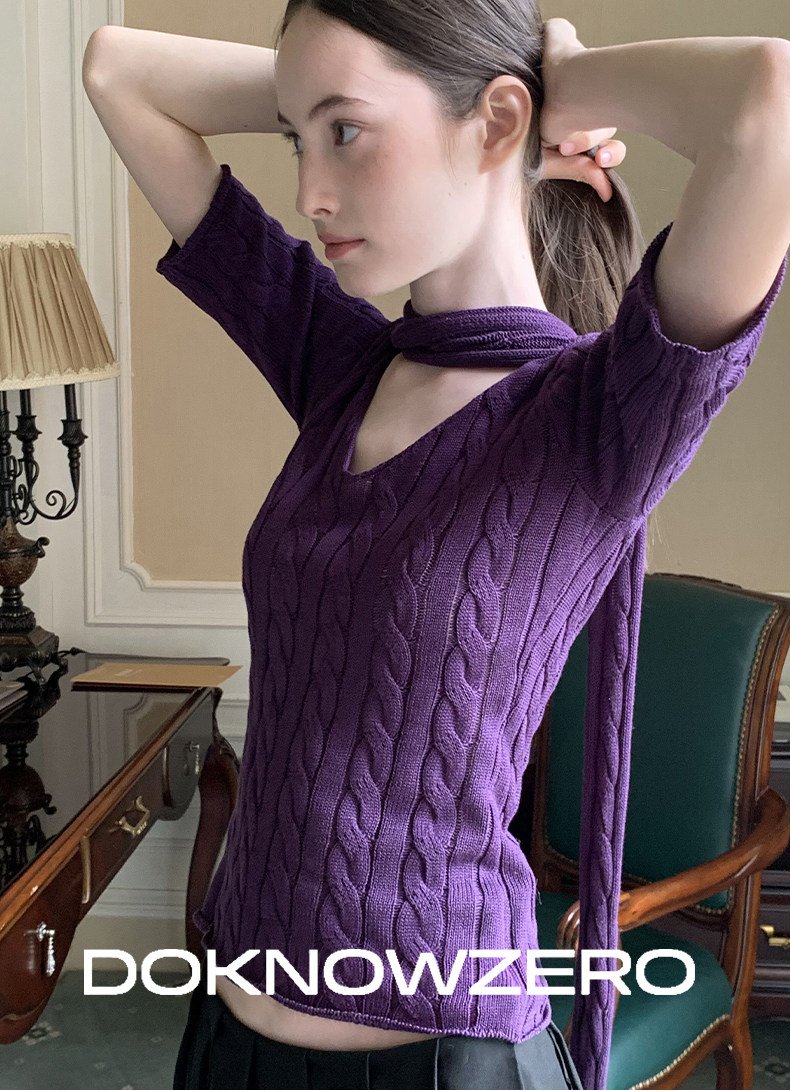 Cable Knit Scarf Top (2color)