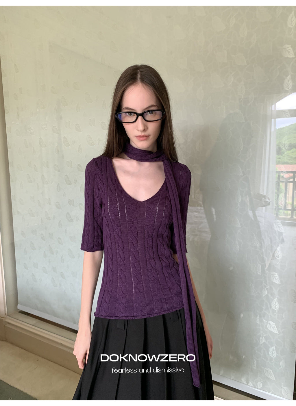 Cable Knit Scarf Top (2color)