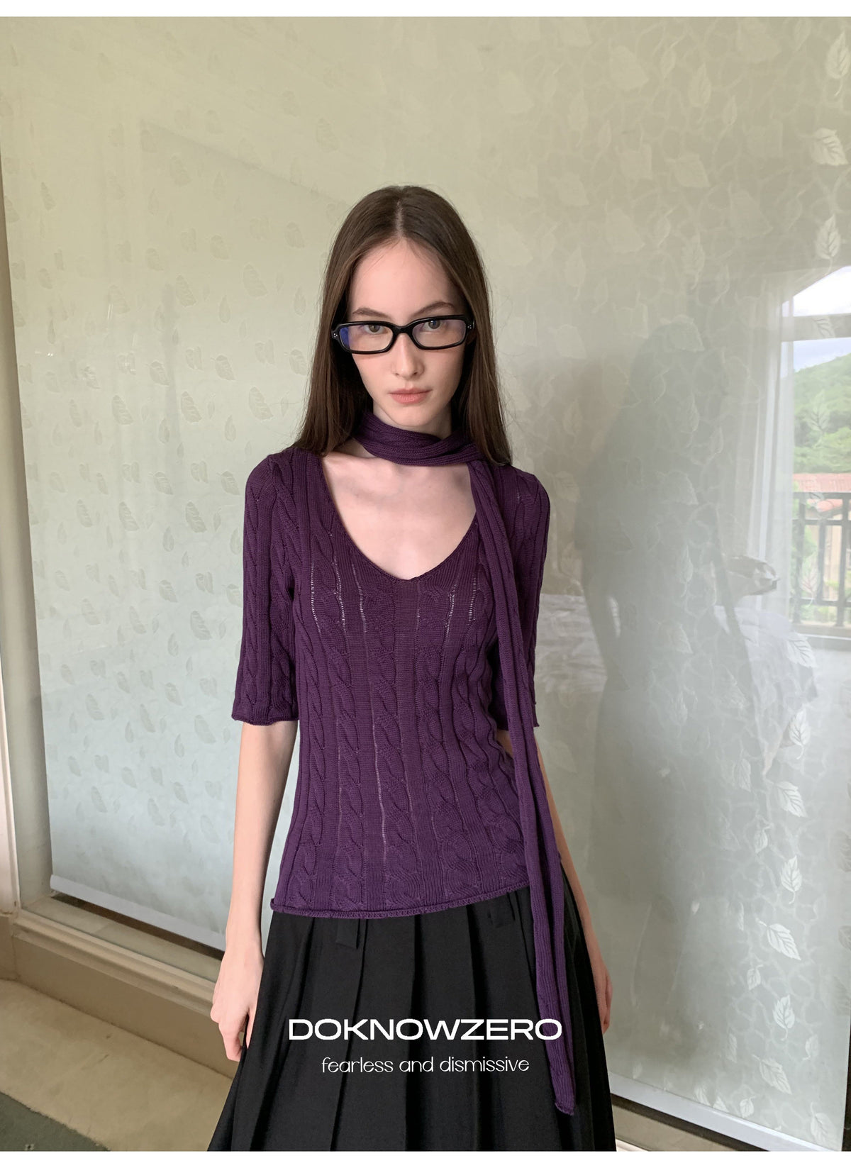 Cable Knit Scarf Top (2color)