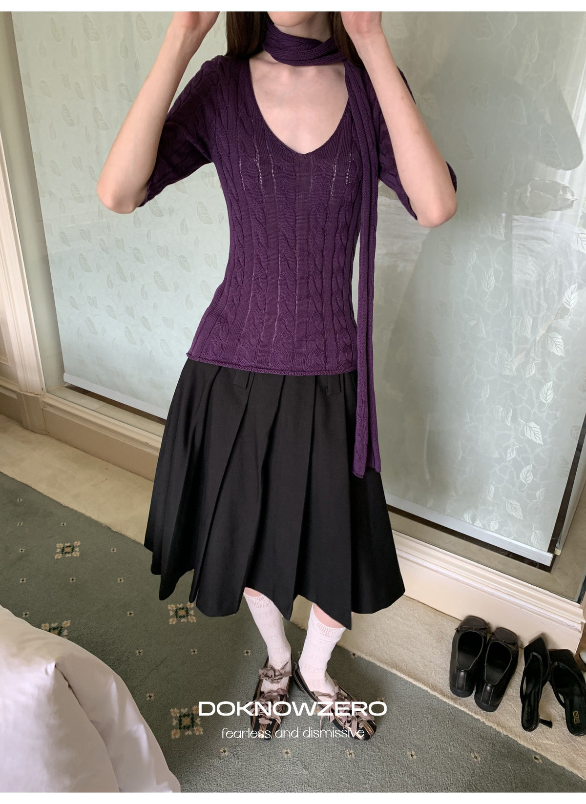 Cable Knit Scarf Top (2color)
