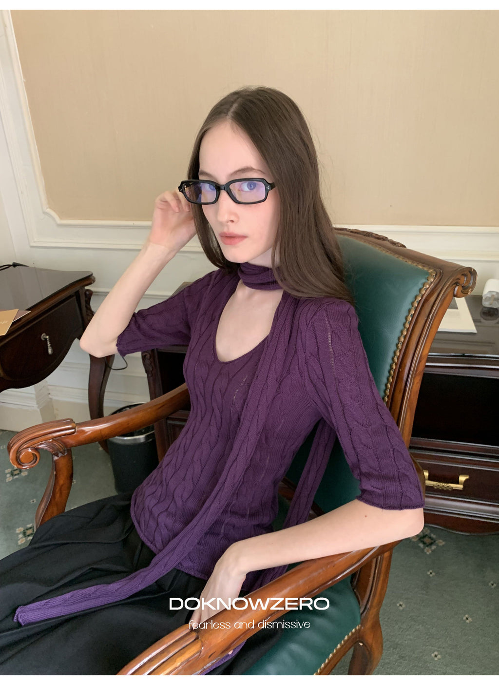 Cable Knit Scarf Top (2color)