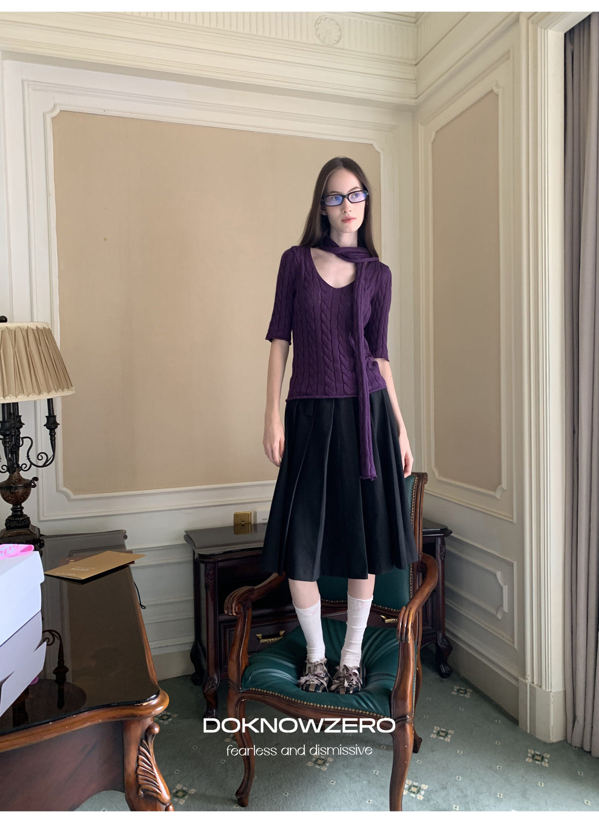 Cable Knit Scarf Top (2color)