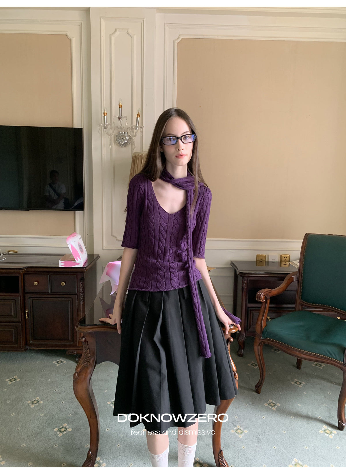 Cable Knit Scarf Top (2color)