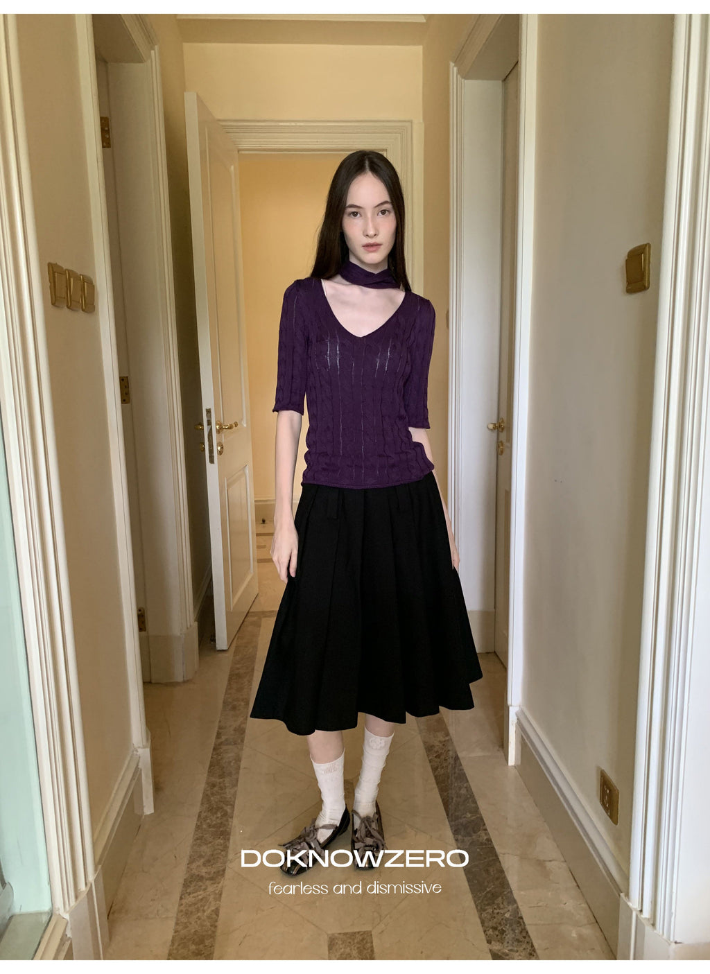Cable Knit Scarf Top (2color)