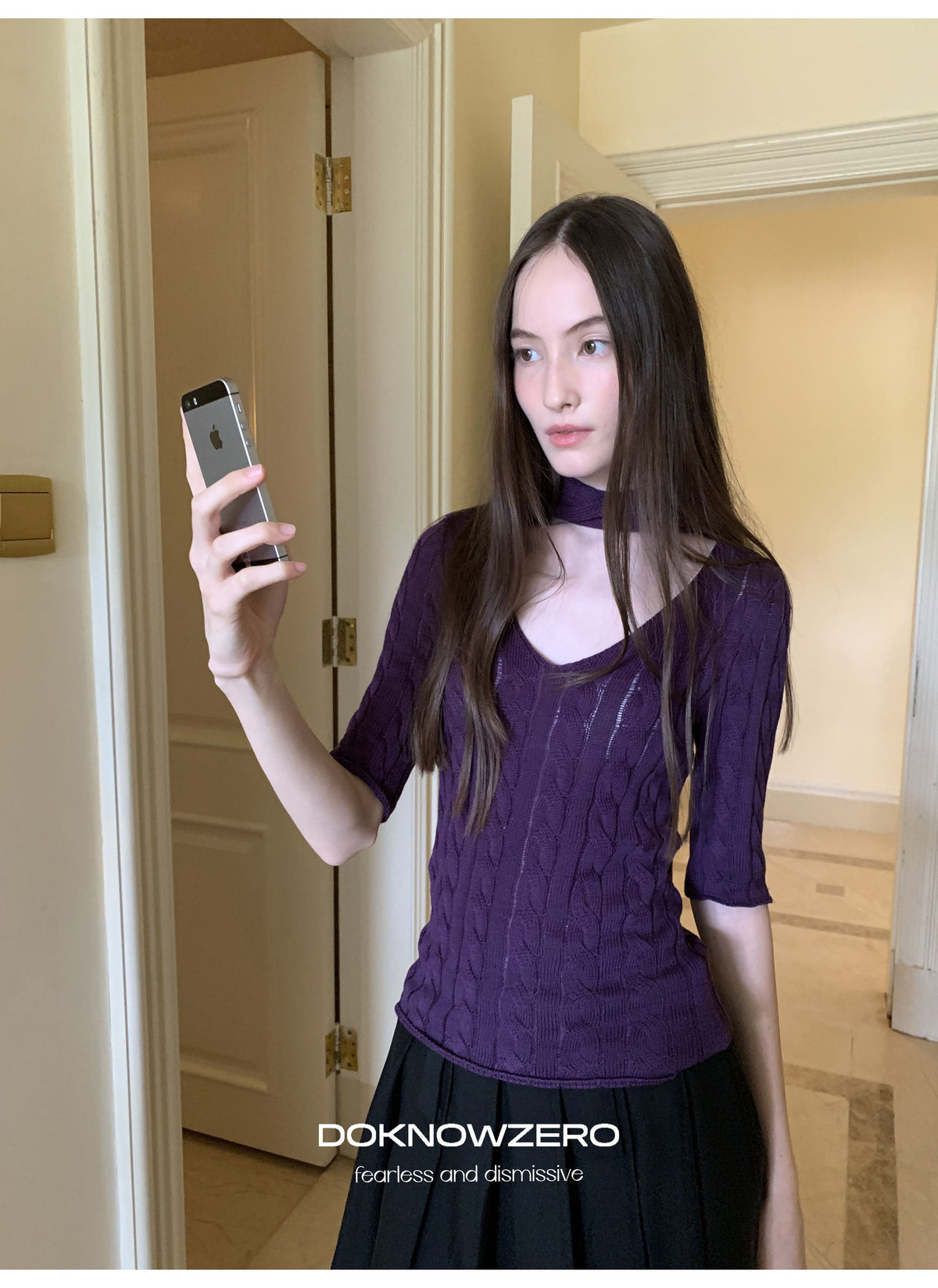 Cable Knit Scarf Top (2color)