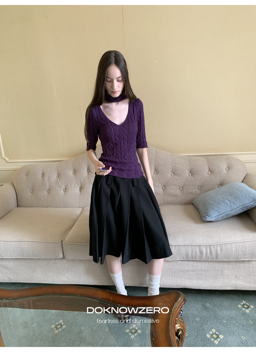Cable Knit Scarf Top (2color)