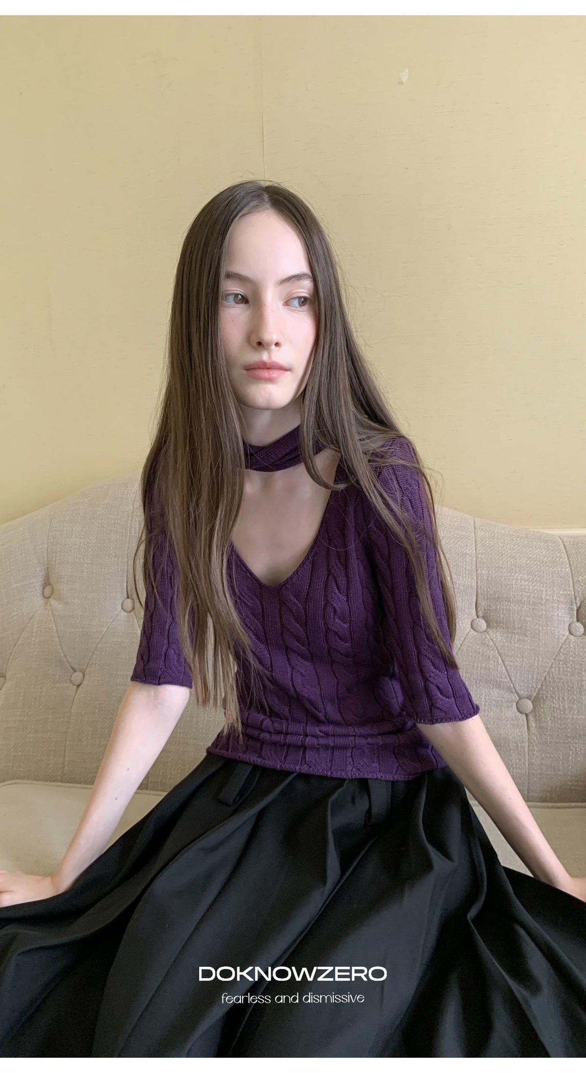 Cable Knit Scarf Top (2color)