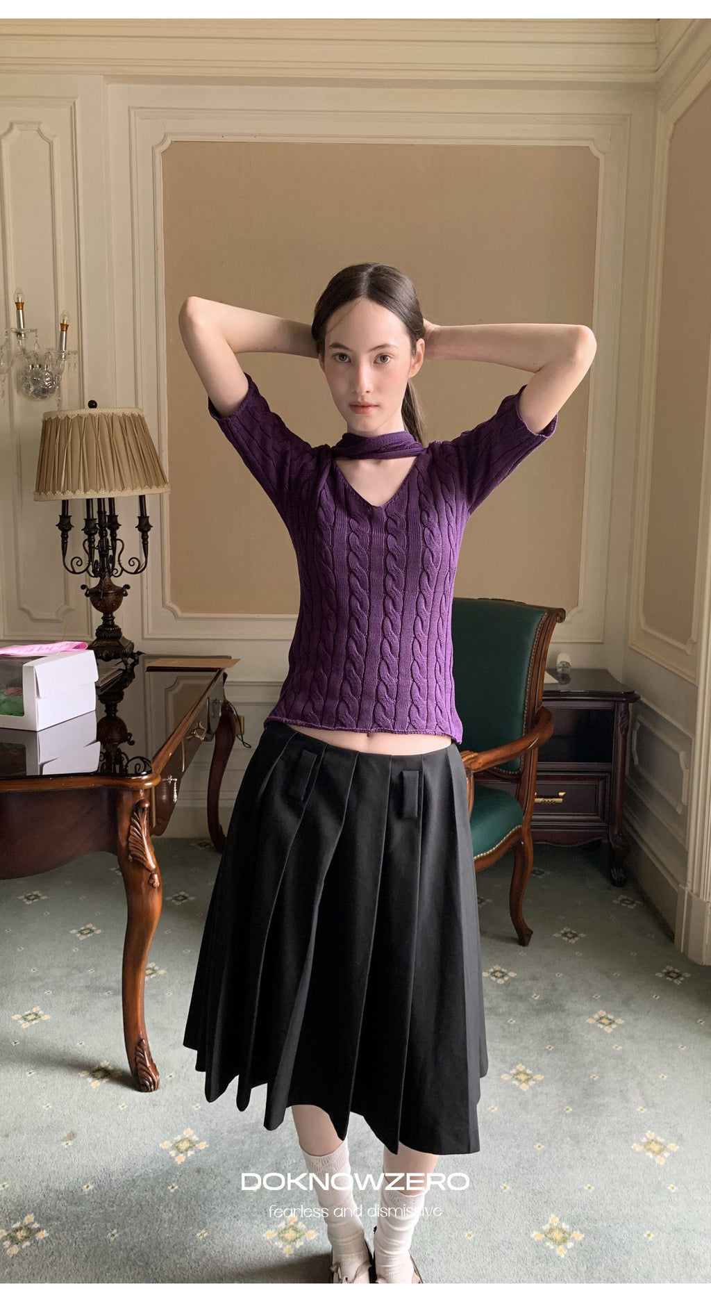 Cable Knit Scarf Top (2color)