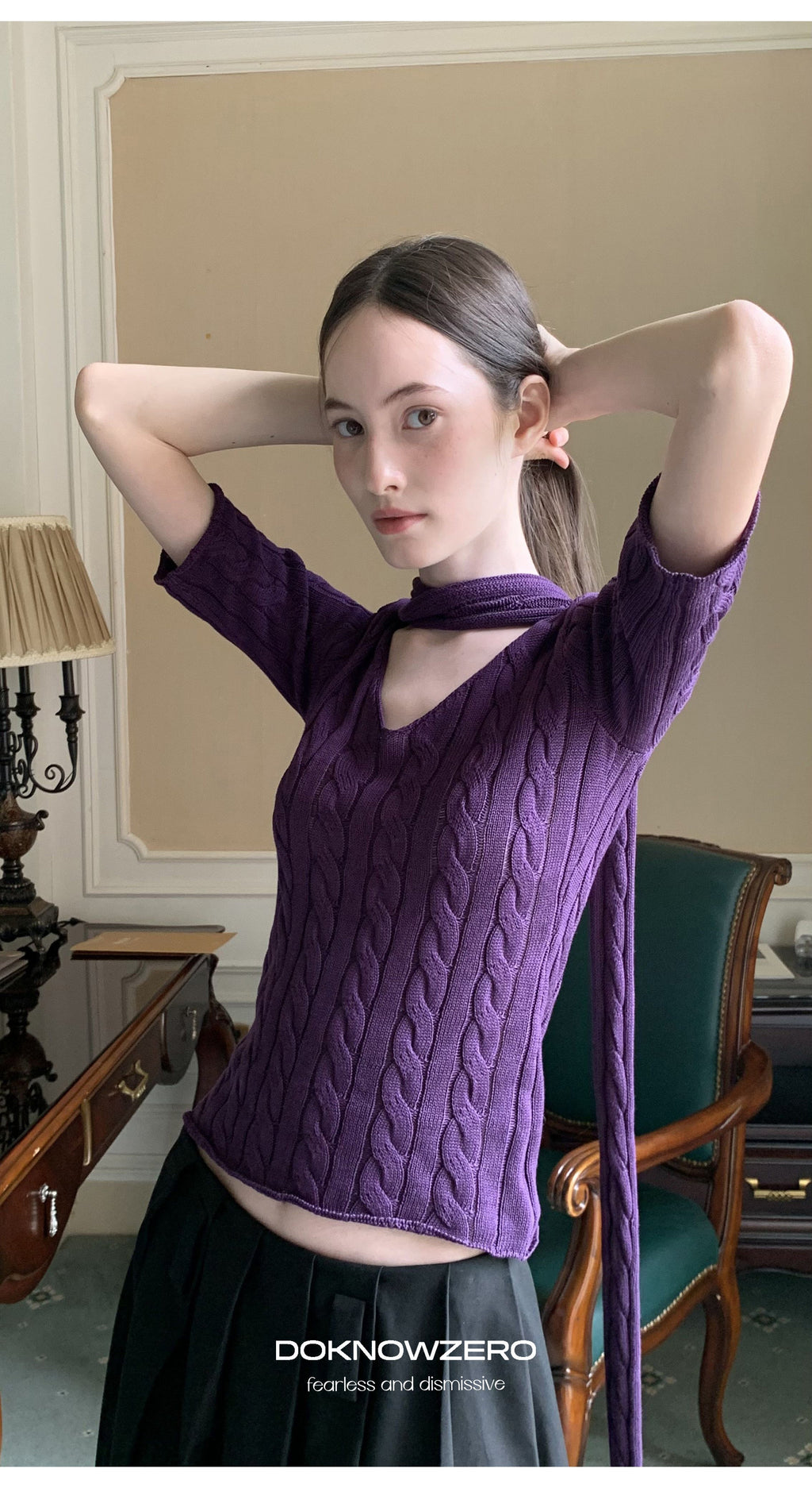 Cable Knit Scarf Top (2color)