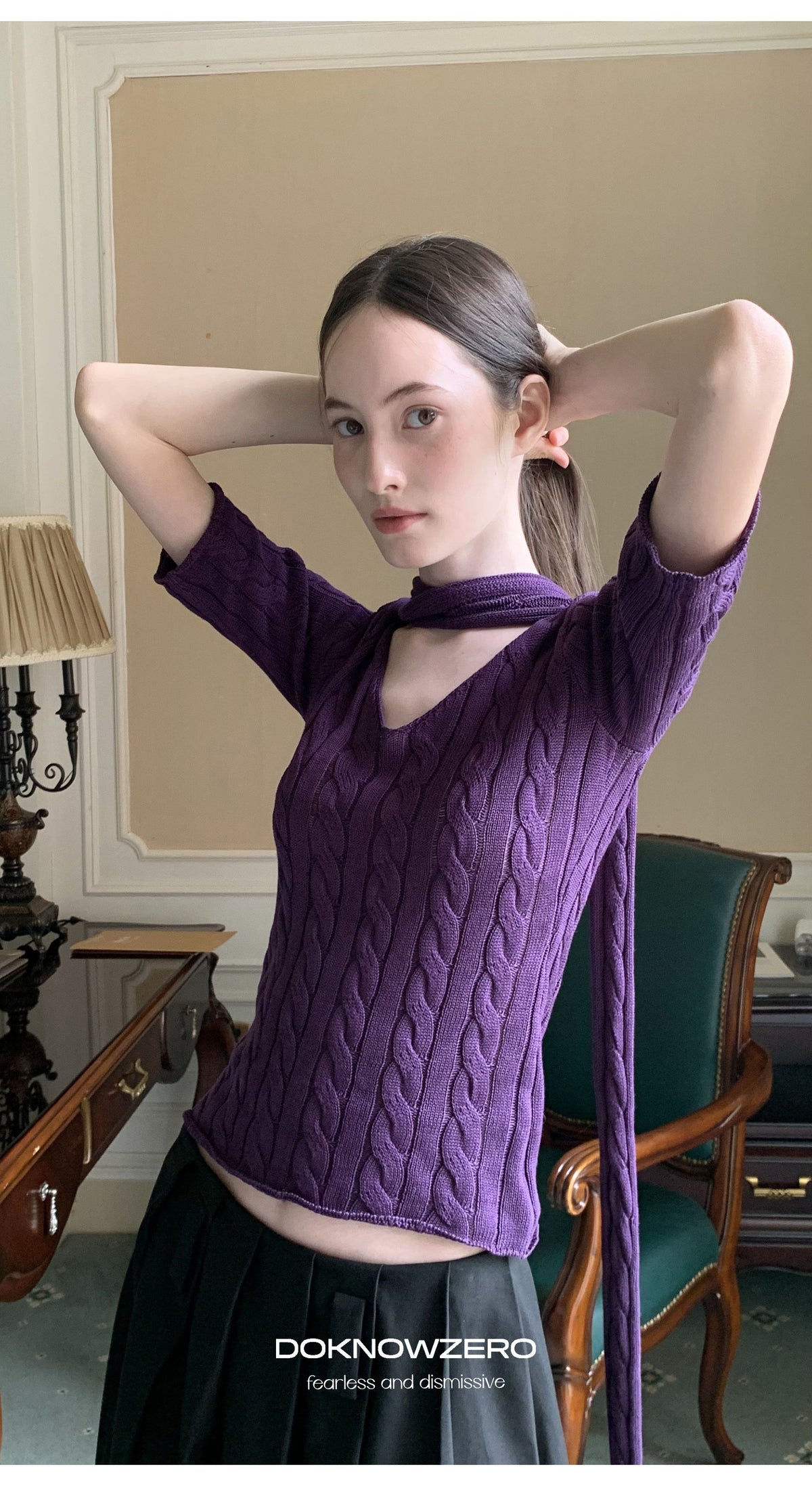 Cable Knit Scarf Top (2color)