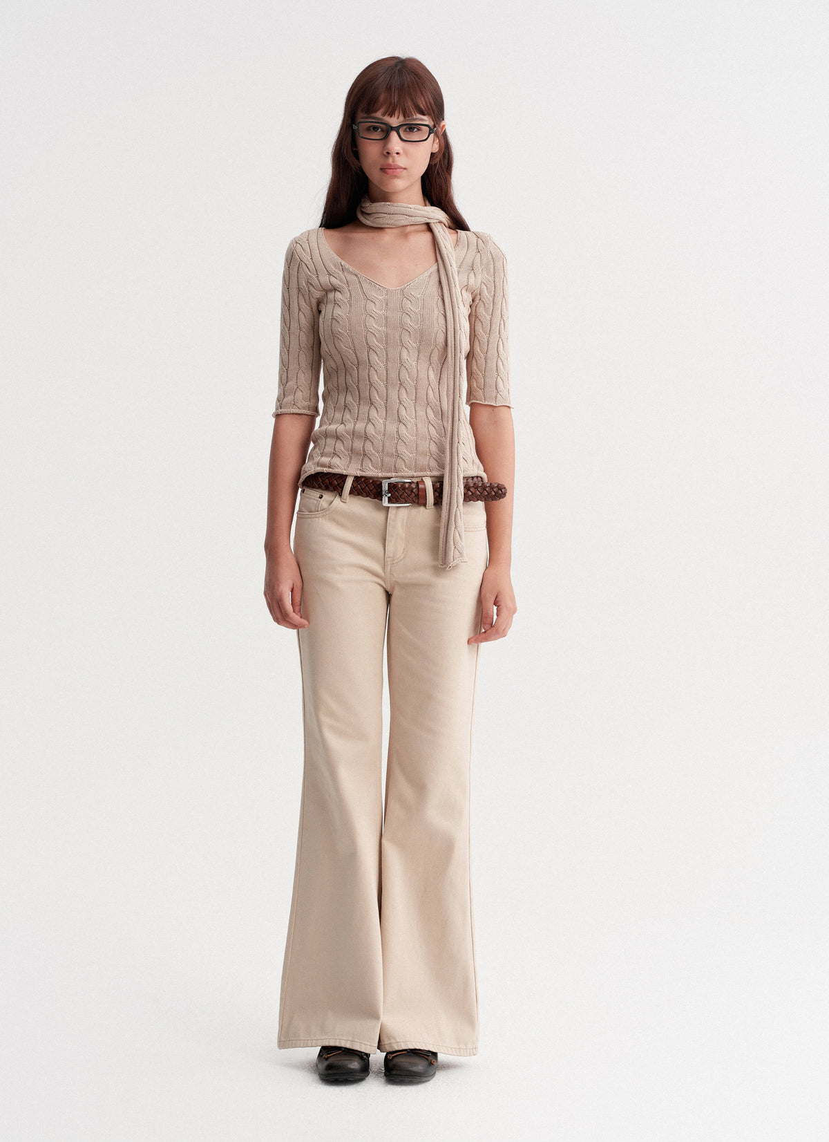 Cable Knit Scarf Top (2color)