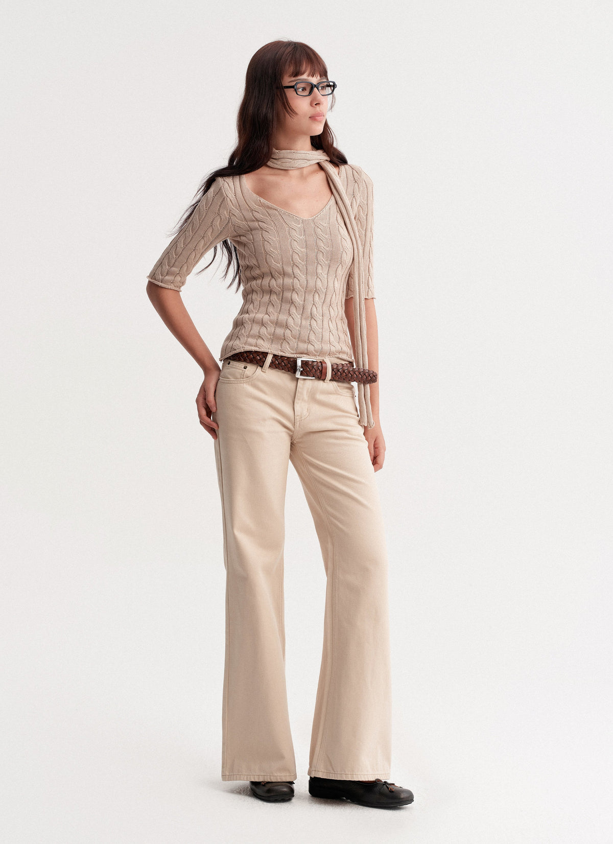 Cable Knit Scarf Top (2color)