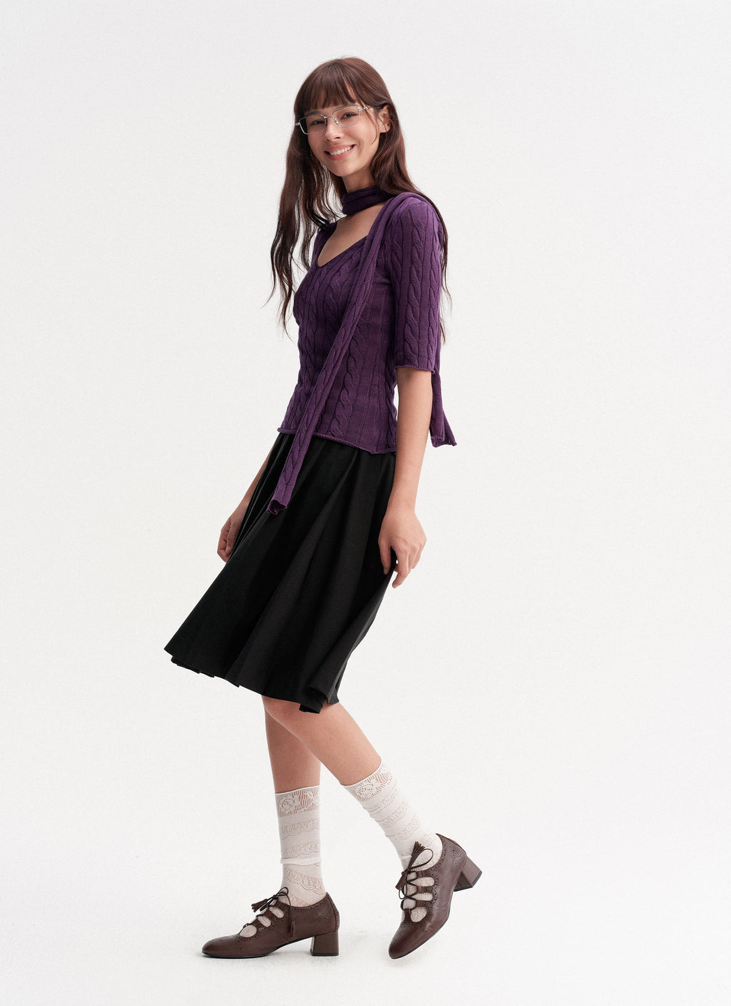 Cable Knit Scarf Top (2color)