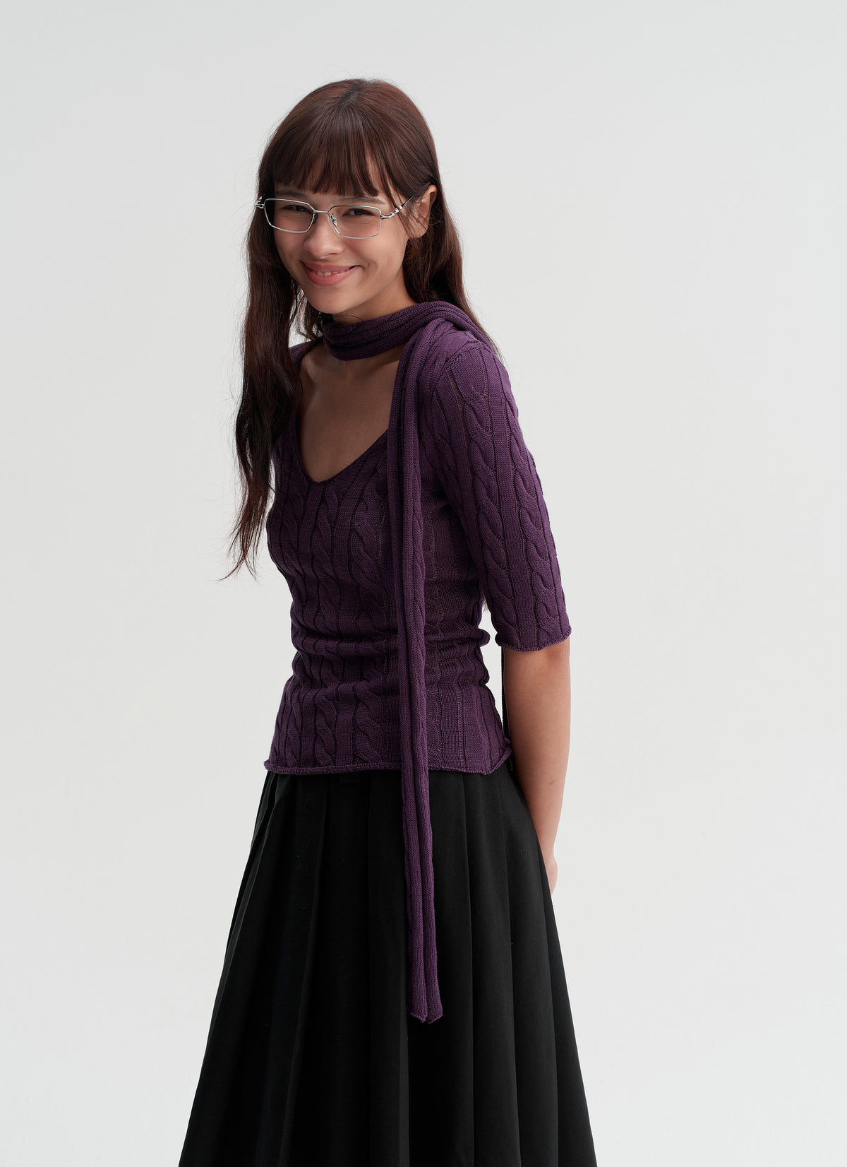 Cable Knit Scarf Top (2color)