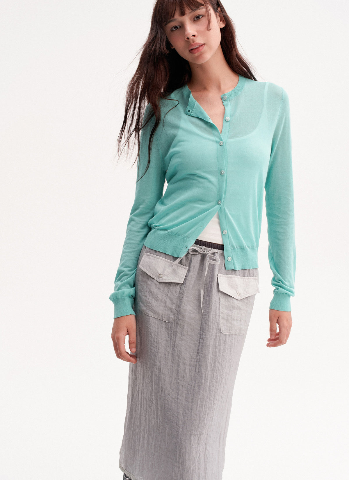 Aqua Mint Knit Cardigan