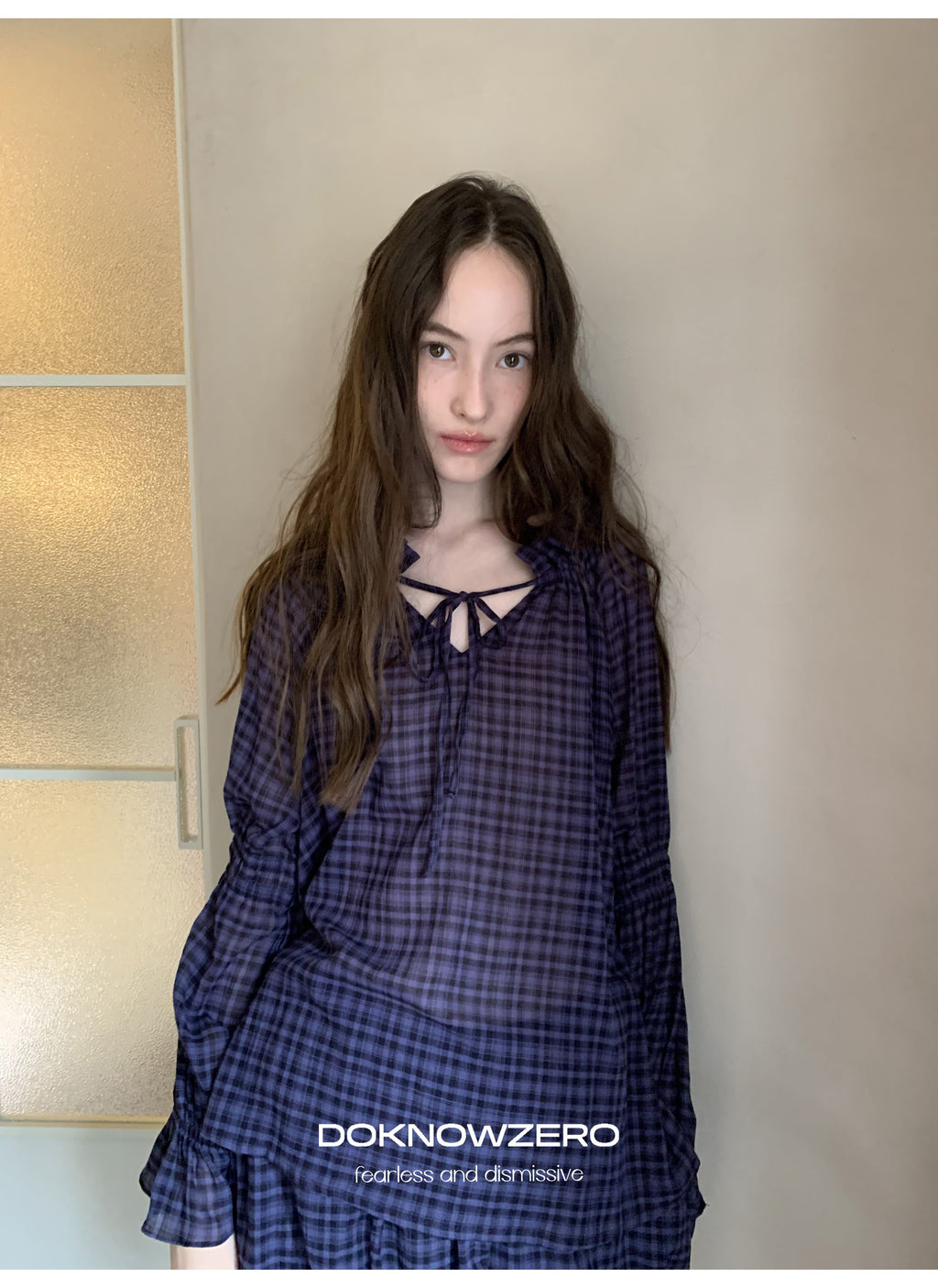 Plaid Drawstring Balloon Top & Skirt